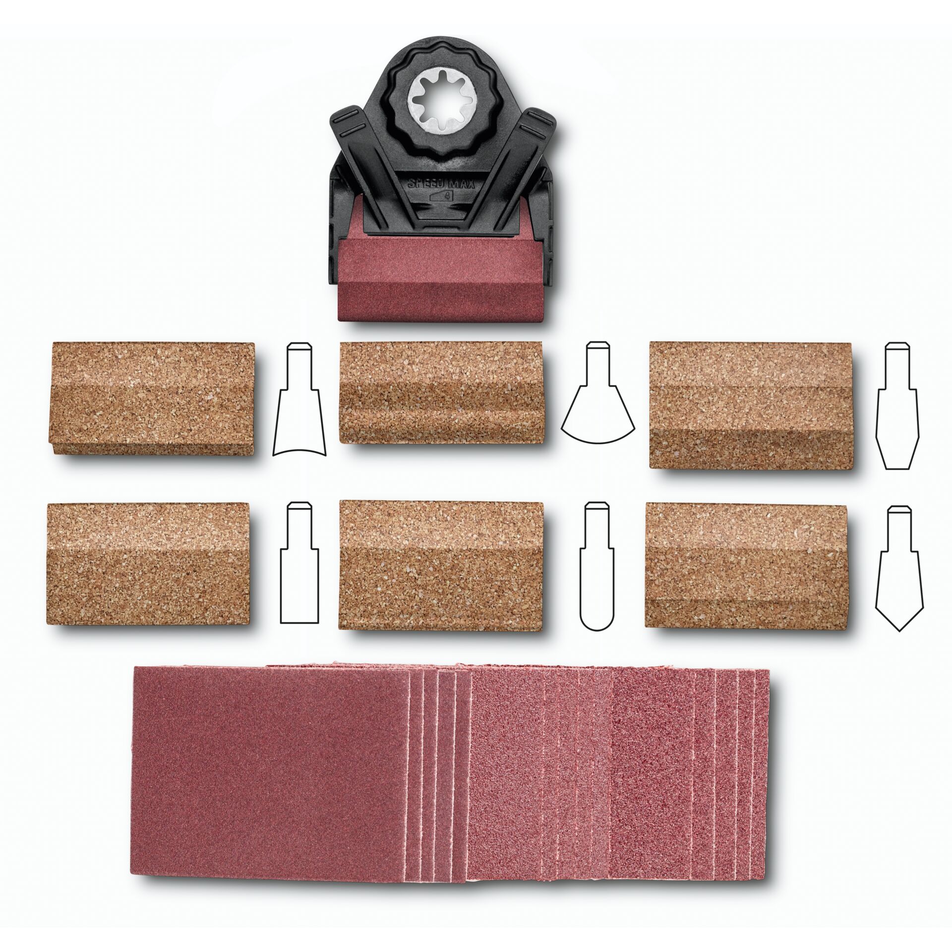 Schleifklotz, Schleifer, Schleifpapier, Korkblock, Schleifset