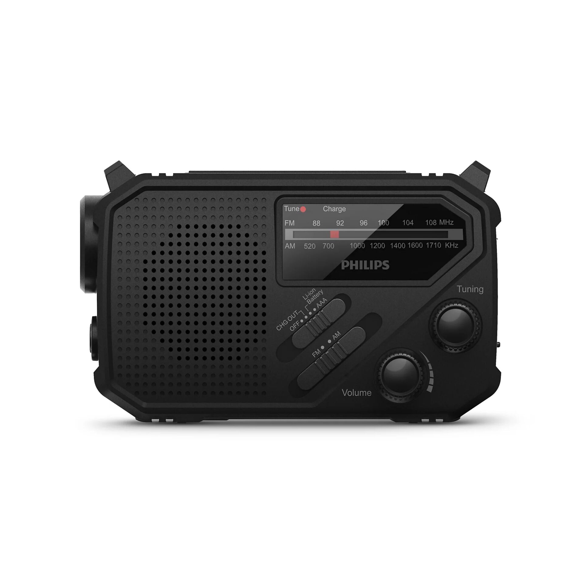 Kurbelradio, AM/FM-Radio, Schwarz, Lautsprecher, Drehregler