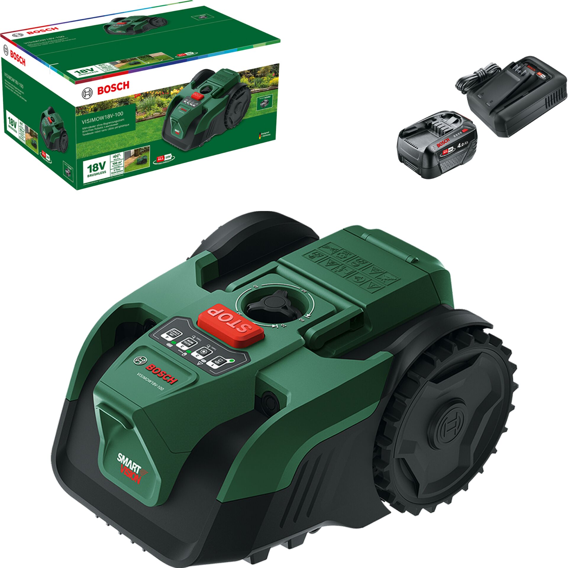 Akku-Rasenroboter, Rasenmähroboter, 18V, Brushless, Bosch