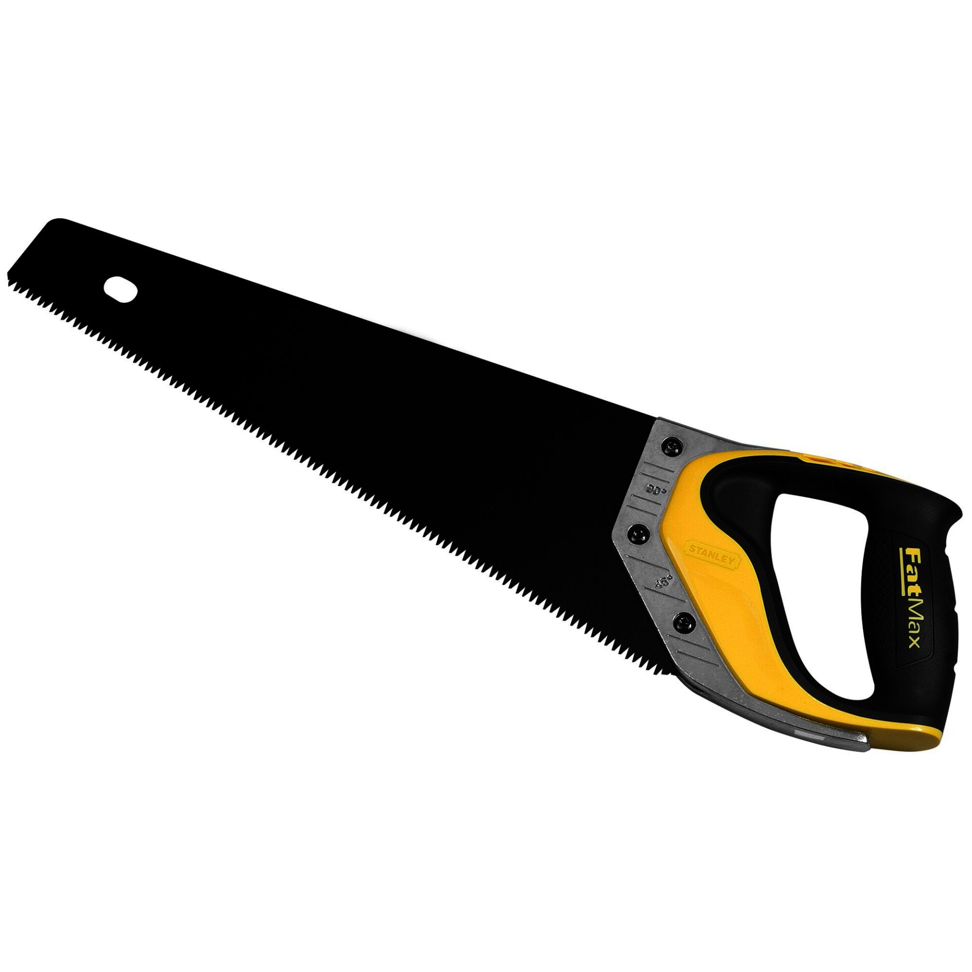 Handsaw, Stahlklinge, gelber Griff, Lochung, feine Zähne