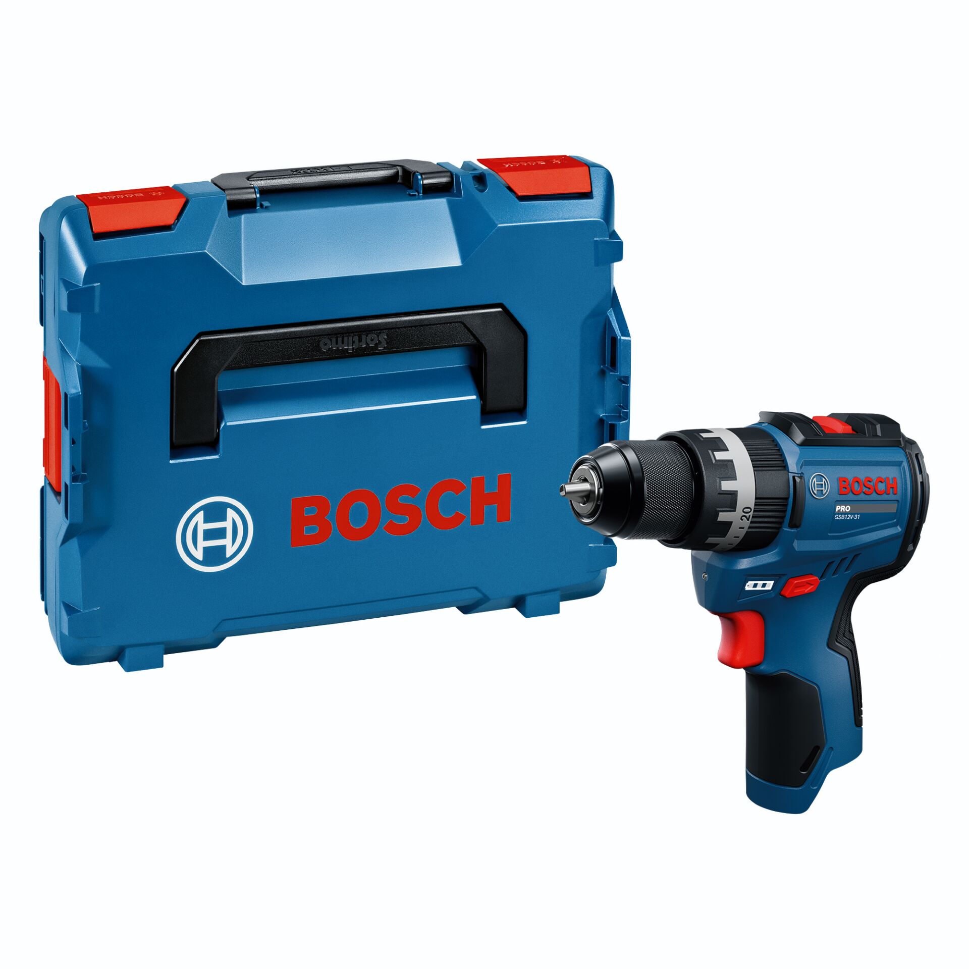 Akku-Bohrmaschine, Kraftschrauber, Blaue Farbe, Schwarz-Griff, Koffer inklusive