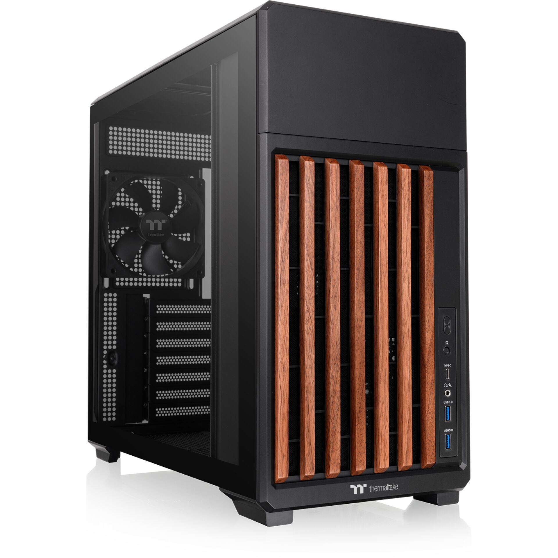 Gehäuse, Mid-Tower, Front aus Holz, USB 3.0, Lüftergitter vorne