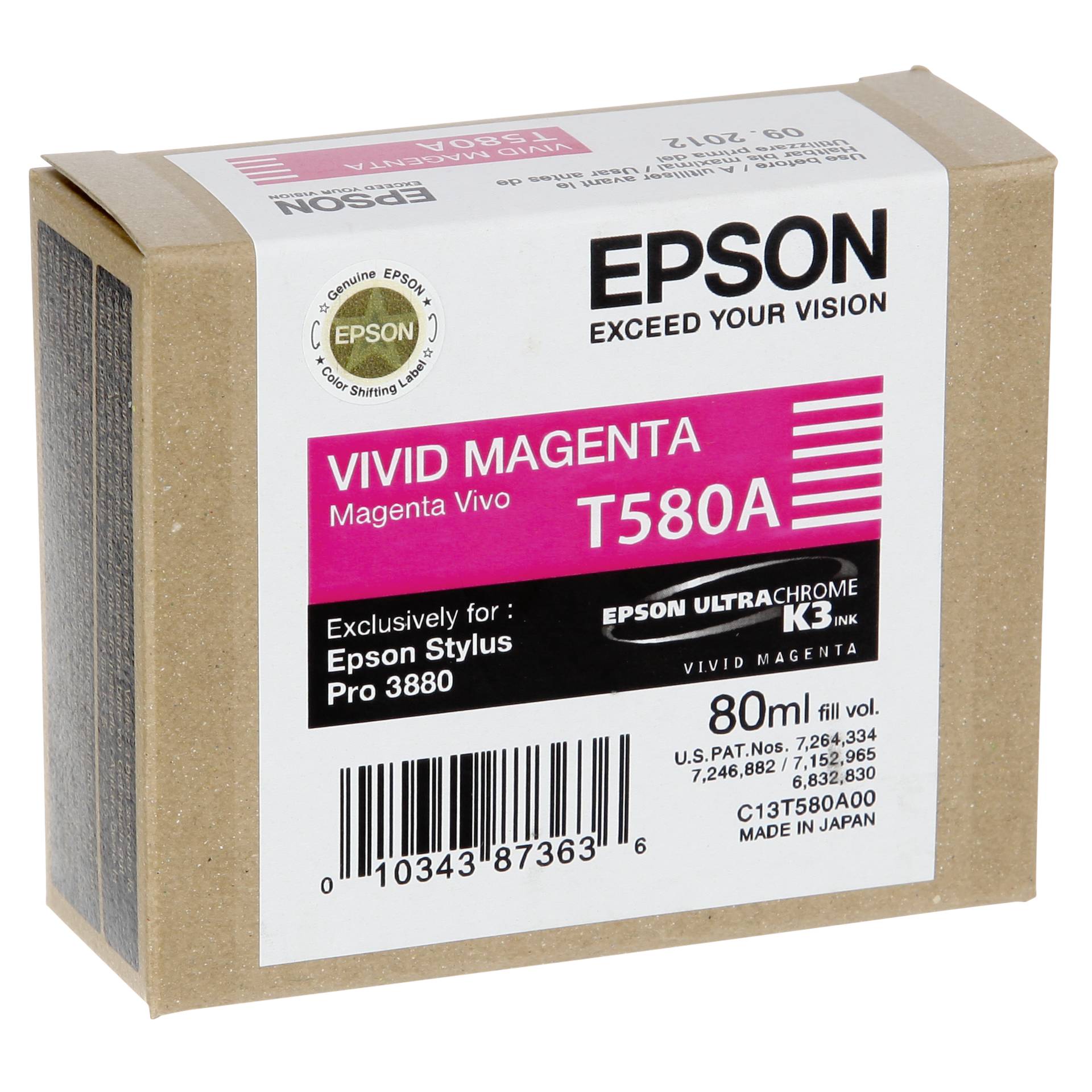 Epson ink cartridge vivid  magenta T 580 80 ml       T 580A