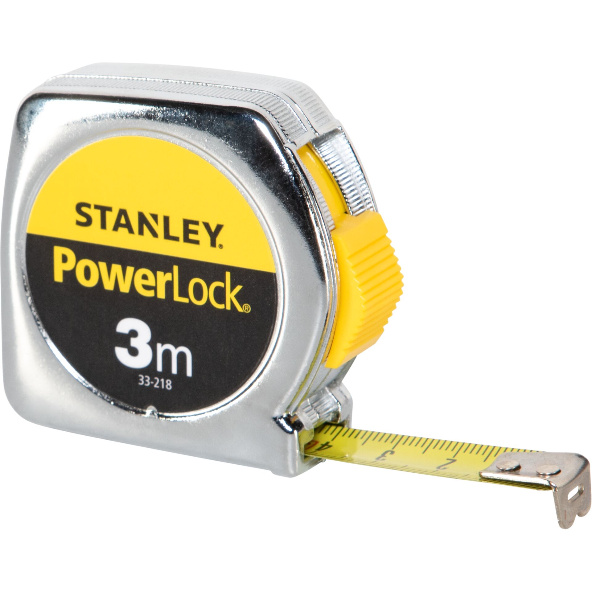 Maßband, Stanley, PowerLock, 3 m, Metallgehäuse, Tape measure, Measuring tape, Metallgehäuse, Gelbe Rändel, 3 m