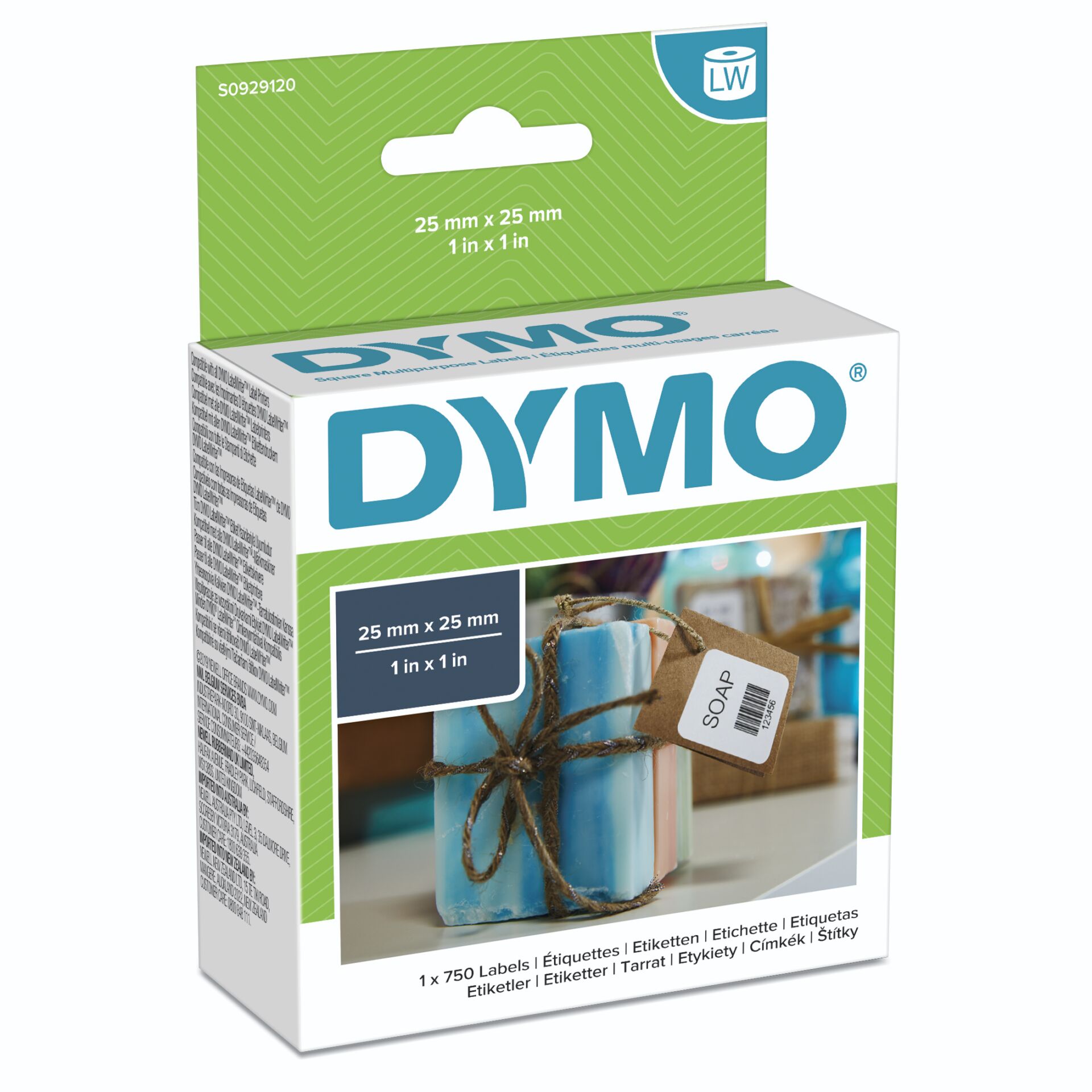 Dymo LW etykiety uniwersalne  kwadratowe 25 x 25 mm, 750 szt.