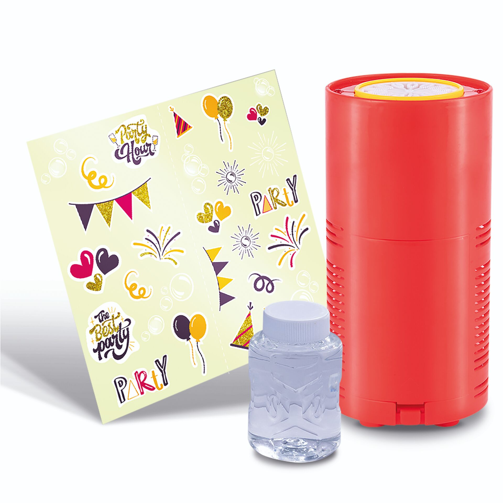 Party kit, Konfetti, Plastikflasche, Kartenblatt
