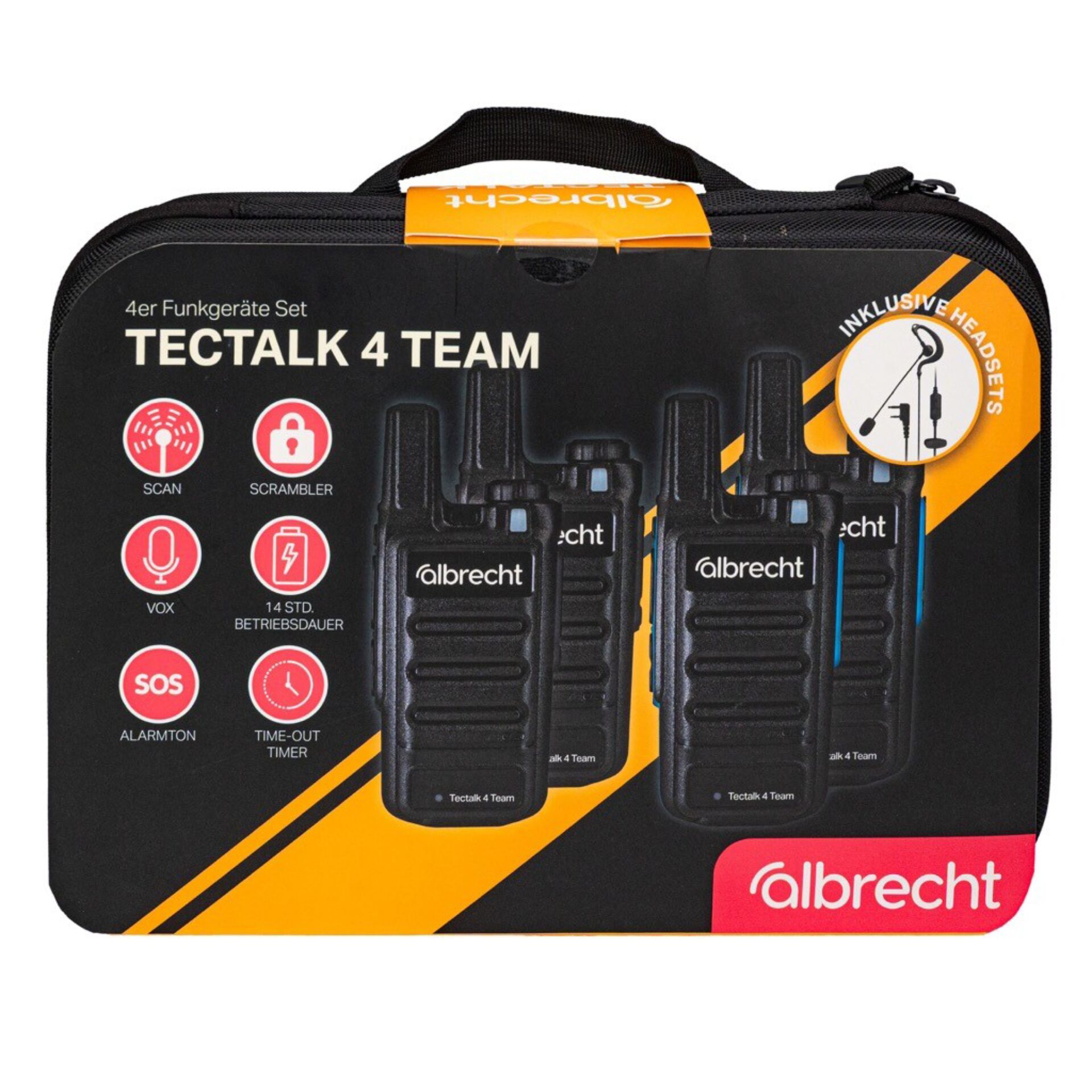 Walkie Talkie, 4er FunkgeräteSet, Tectalk 4 Team, Inklusive Headsets, Albrecht