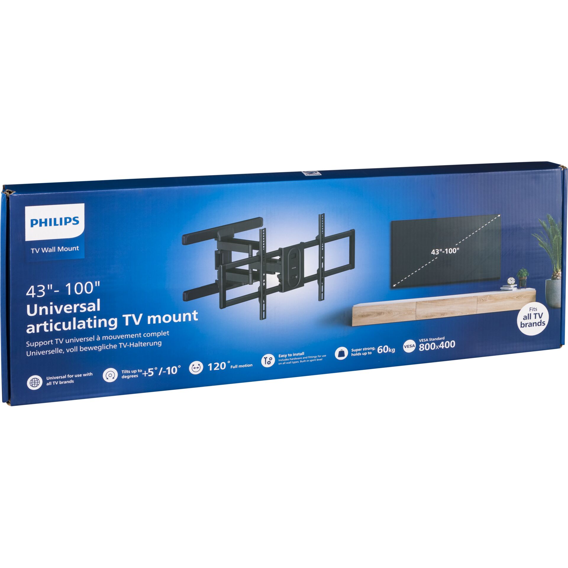 TV Wandhalterung, Universalmontage, Neigung & Schwenk, 43-100 Zoll, VESA kompatibel