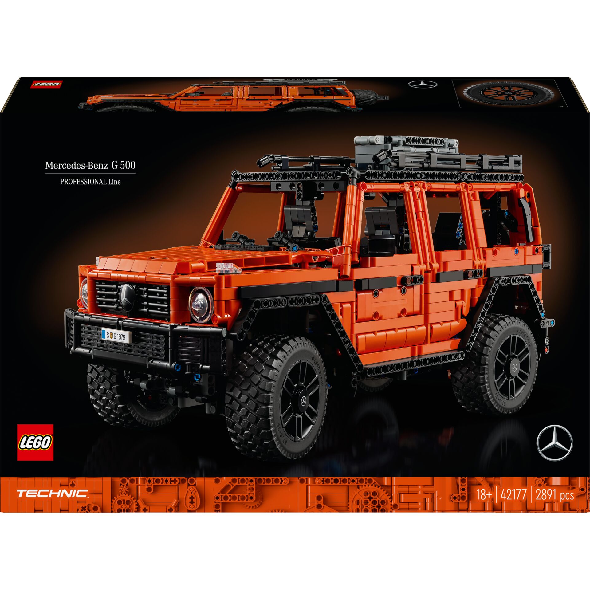 LEGO Technic, Mercedes-Benz G 500, off-road, orange vehicle, 4x4