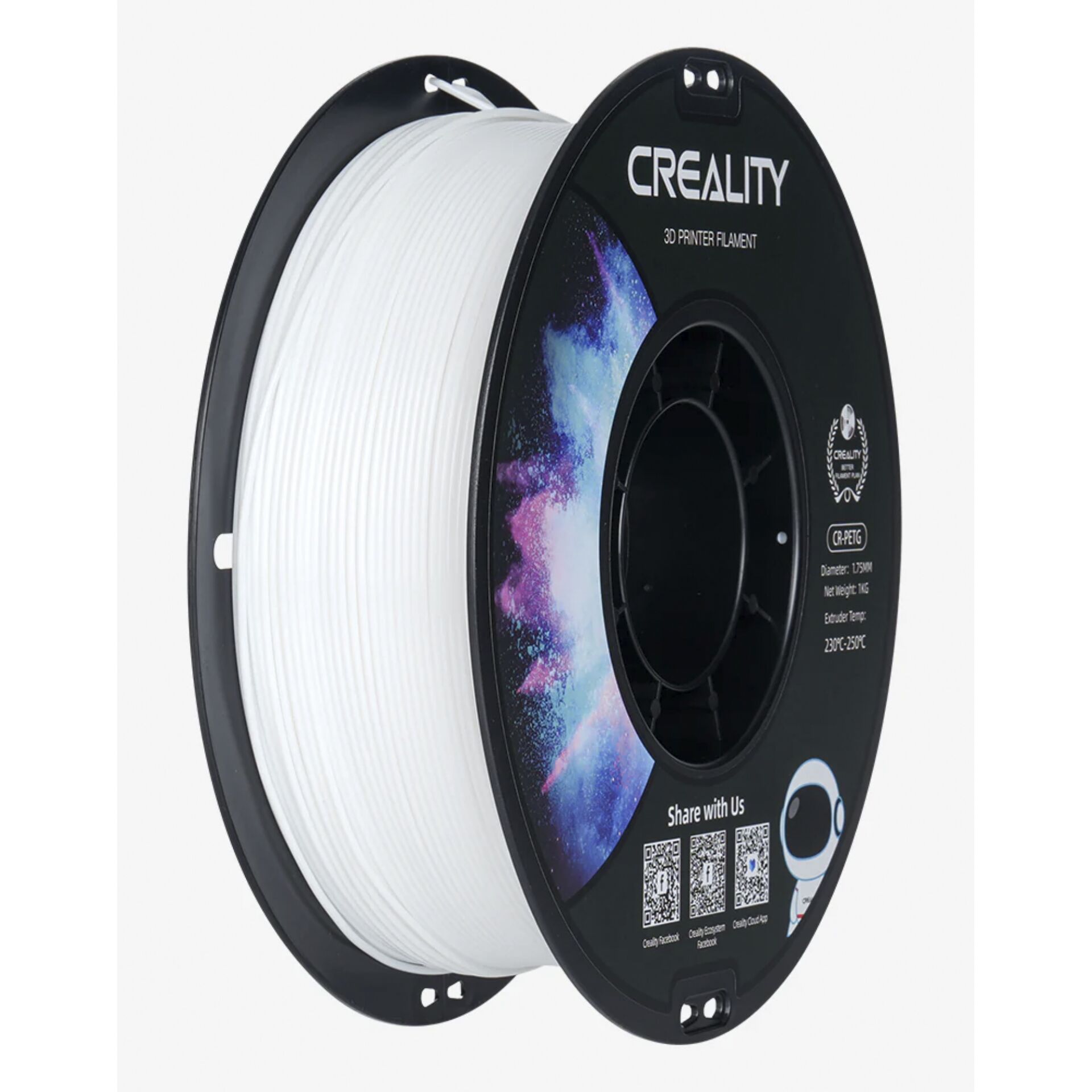 3D-Druck Filament, PLA Filament, weiße Filament, Spule, CREALITY sichtbar?