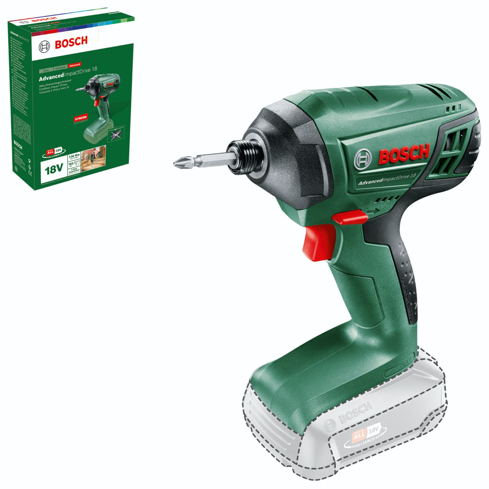 Akku-Bohrmaschine, Schlagbohrer, 18V, Grün, Bosch