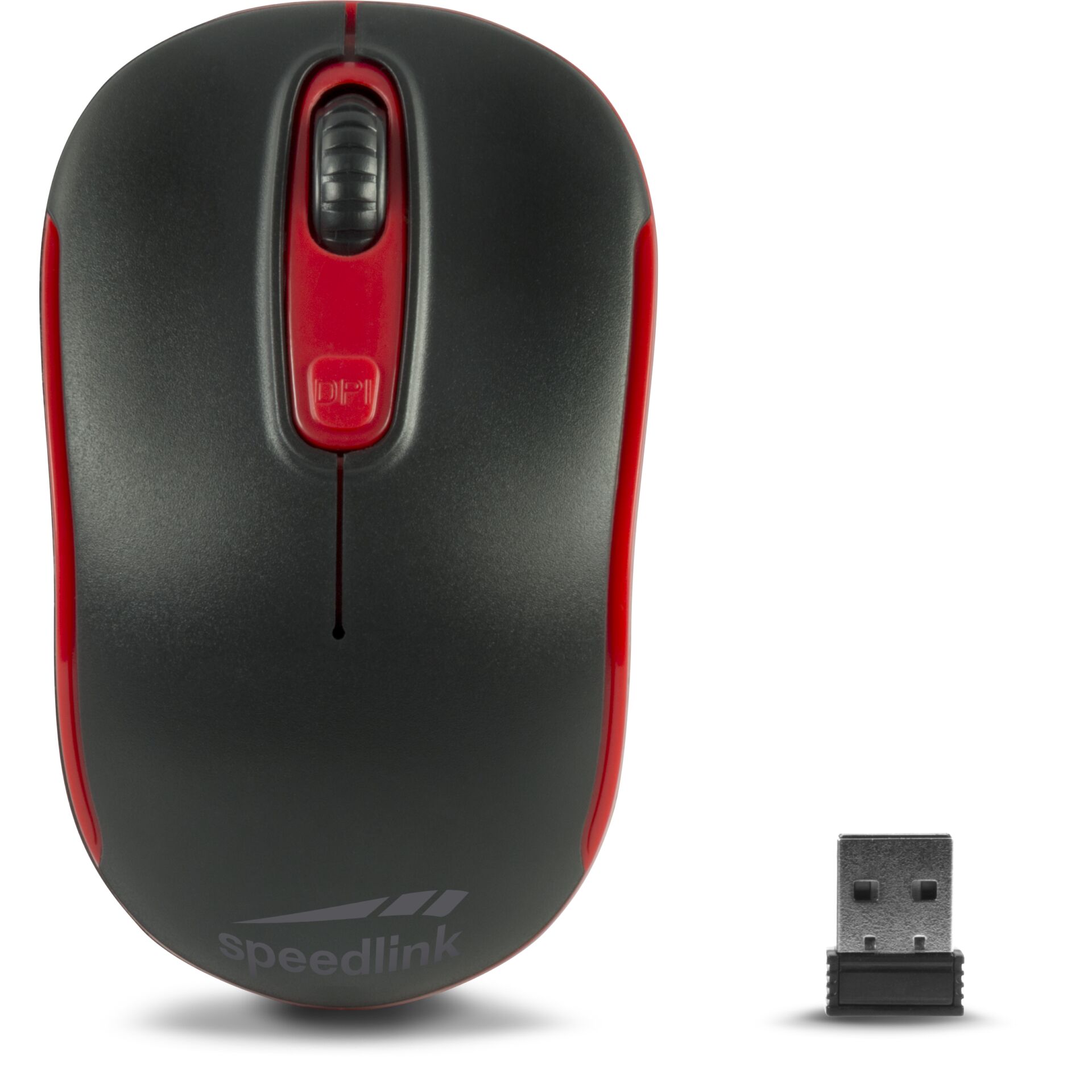 Maus, Wireless, USB-Empfänger, Rot, Gummiert