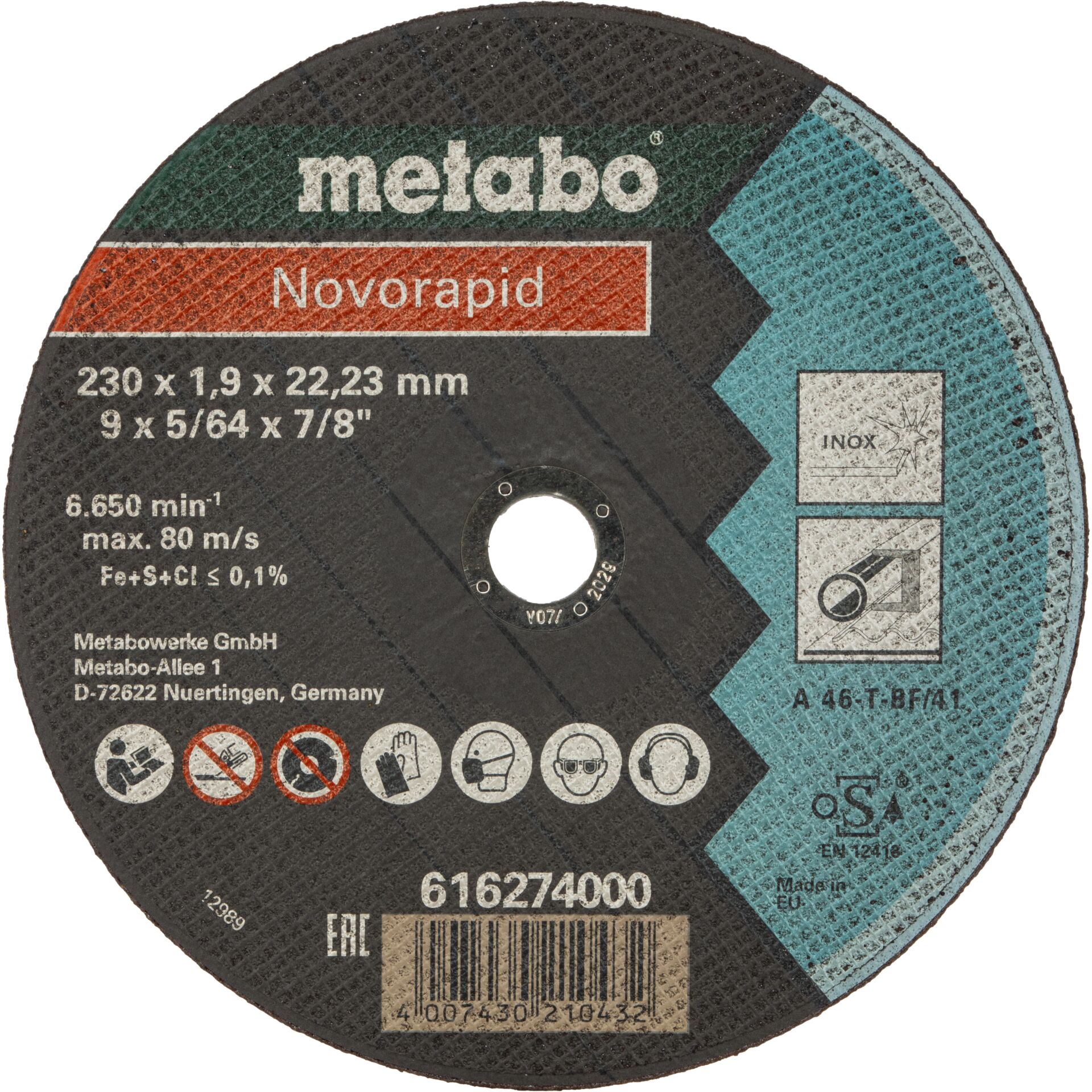 Disk, Dvd, Trennscheibe, Edelstahl, 230 mm, Abrasivscheibe, Schwarz-türkis
