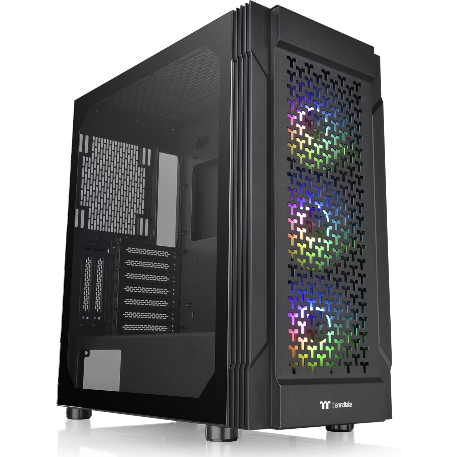 PC-Gehäuse, Mid-Tower, RGB-Beleuchtung, Mesh-Front, Tempered-Glass