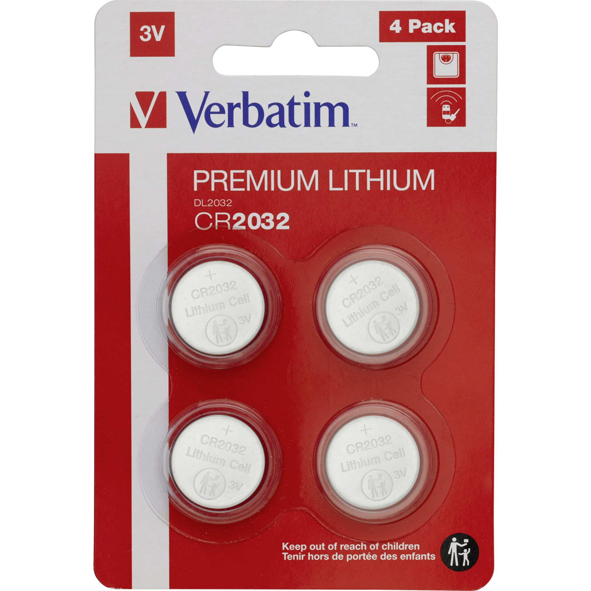 1x4 Verbatim CR 2032  Lithium battery 49533