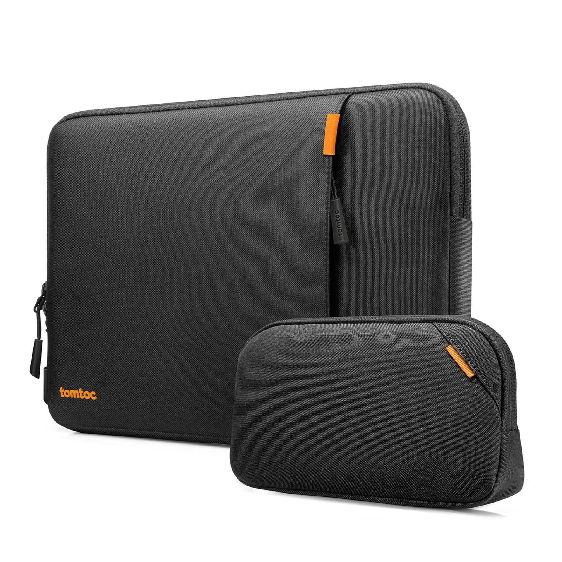laptophülle, Büroetui, gepufferte Tasche, dunkelgrau, orange Akzent
