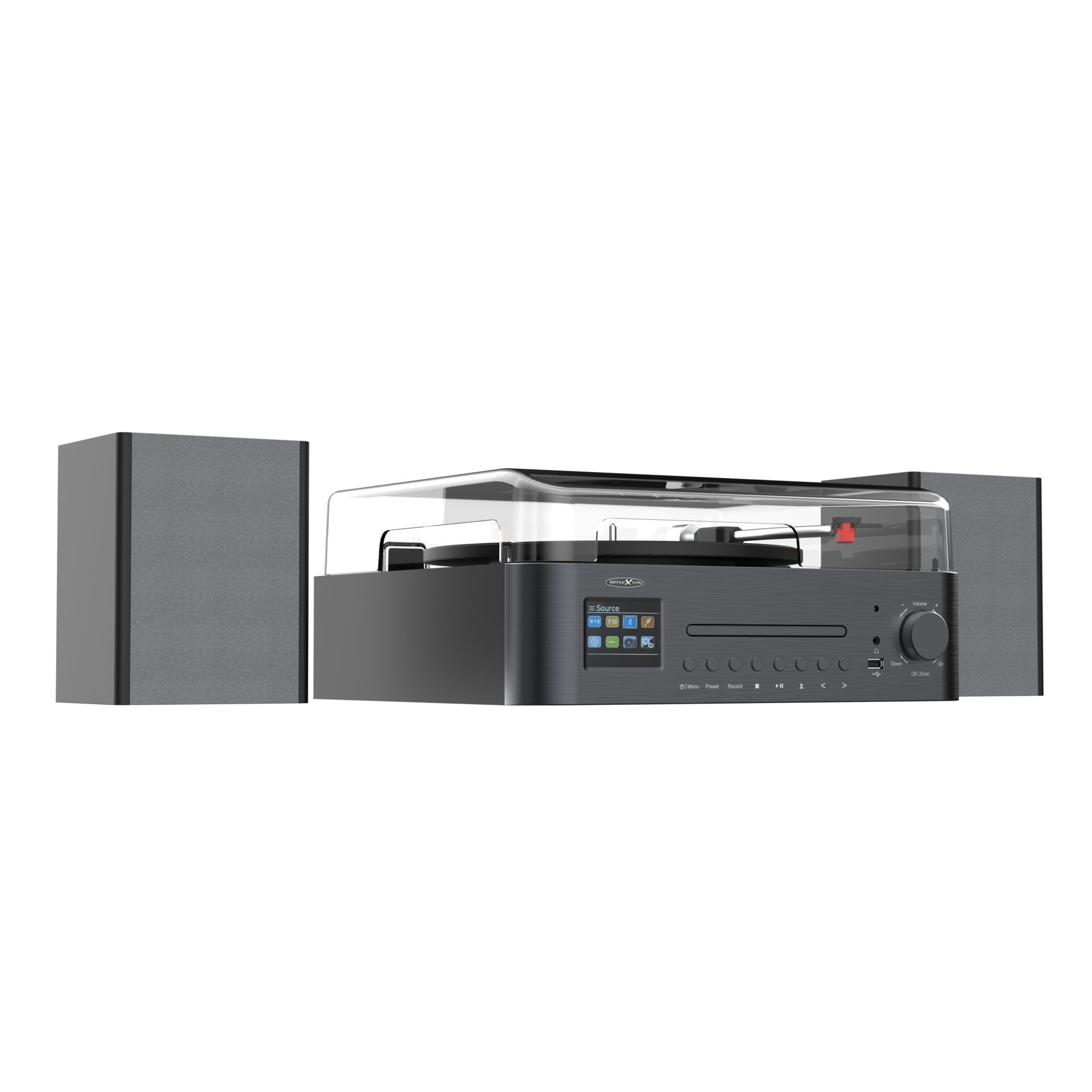 Laufwerk, HiFi-System, Plattenspieler, Lautsprecher, Digitalanzeige