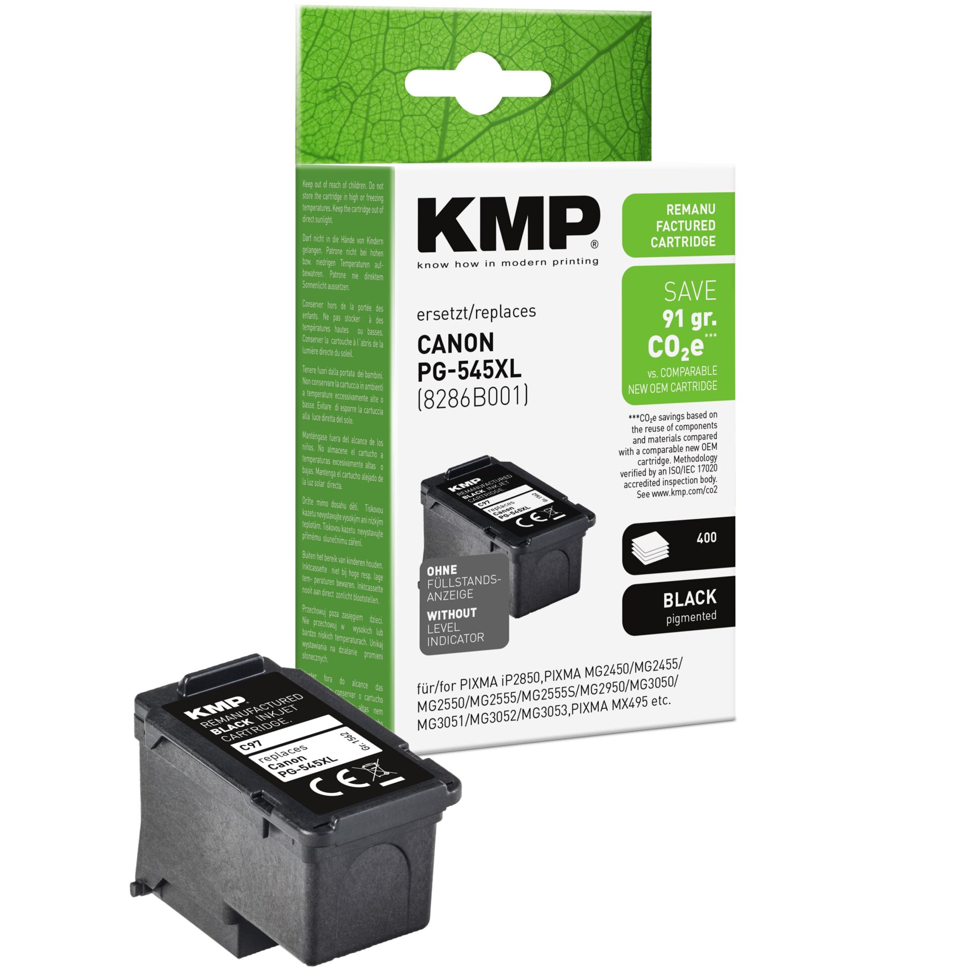 Adapter, Elektronik, Computer-Ausrüstung, Computerausrüstung, QR-Code, Tintenpatrone, KMP, Canon PG-545XL, Schwarz, Druckerzubehör