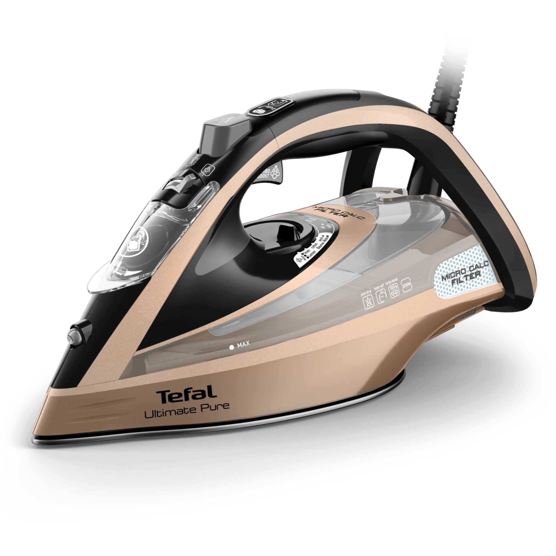 Dampf-Staerke, Kessel, Stromkabel, Bügelsohle, Tefal Ultimate Pure