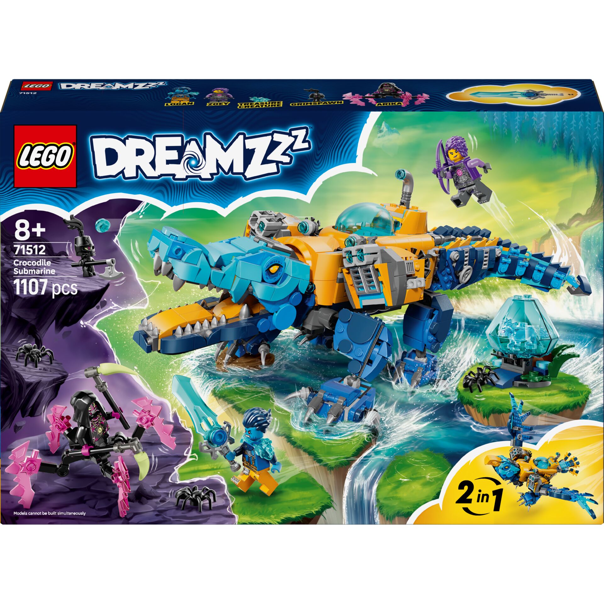 Lego, Dreamzzz, Krokodil-Submarine, 1107 Stk, 2-in-1