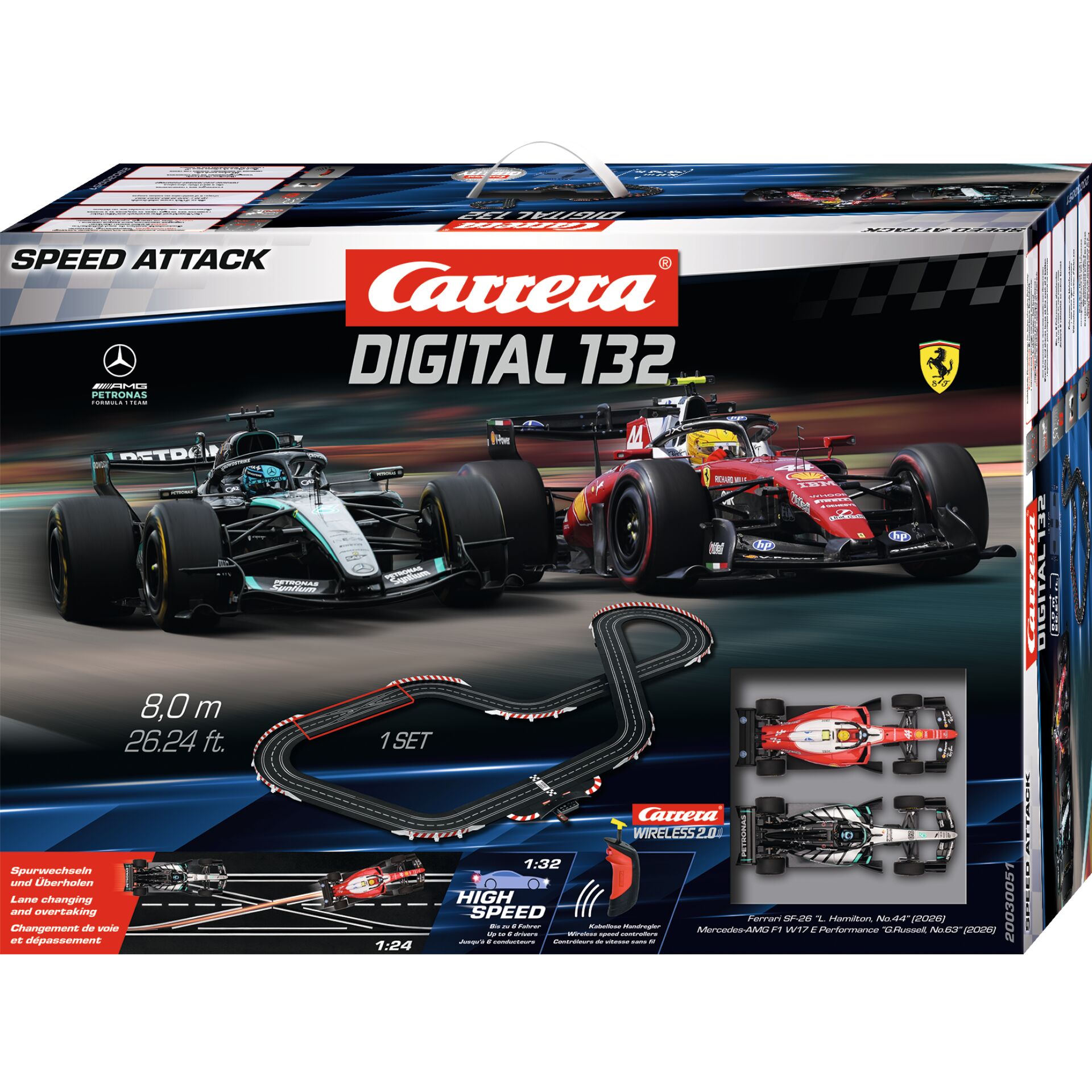 Slot Car Set, Racing Track, Telemetrie, Ferrari, Mercedes