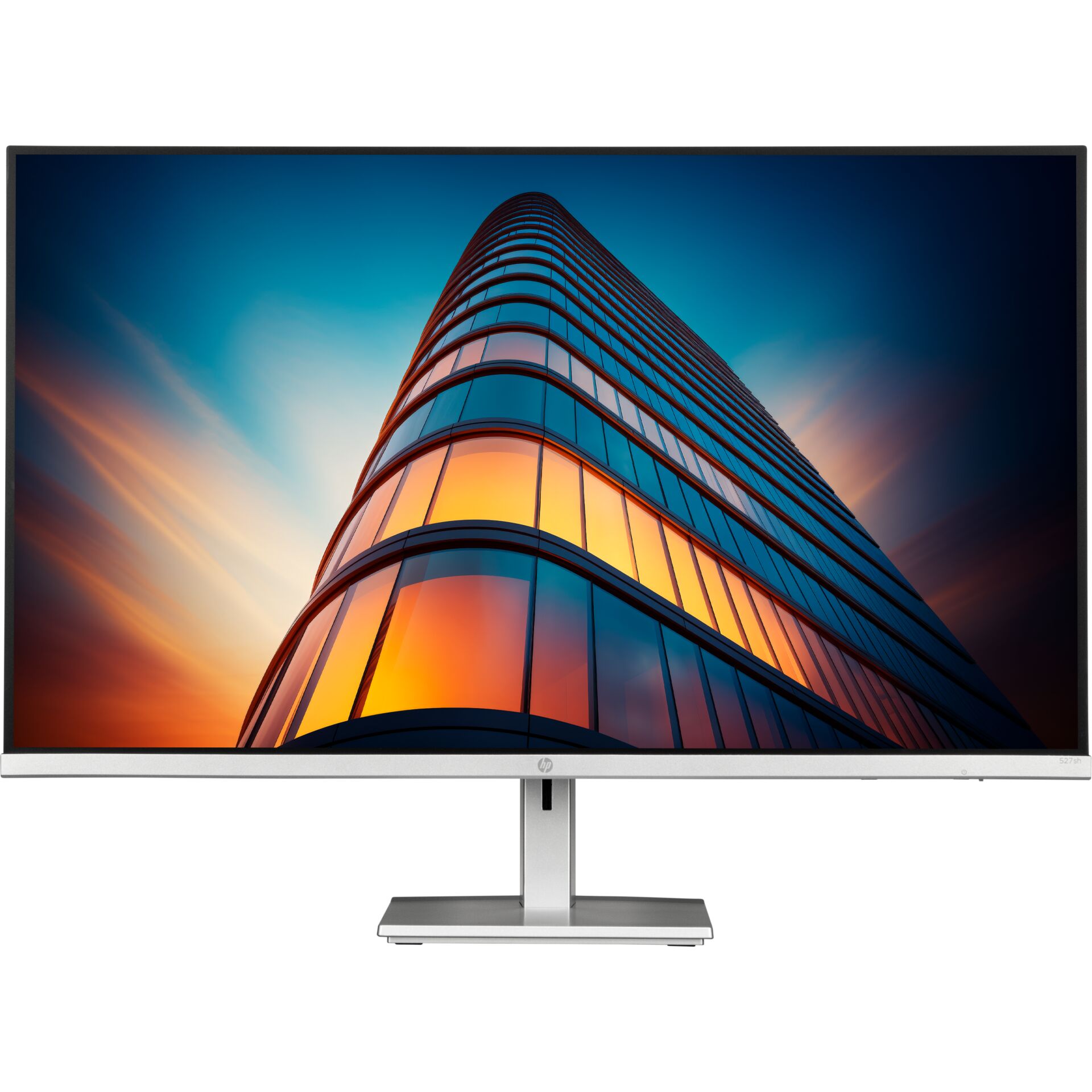 Computerbildschirm, Breitbildmonitor, silberner Standfuß, dünner Rahmen, LED-Display