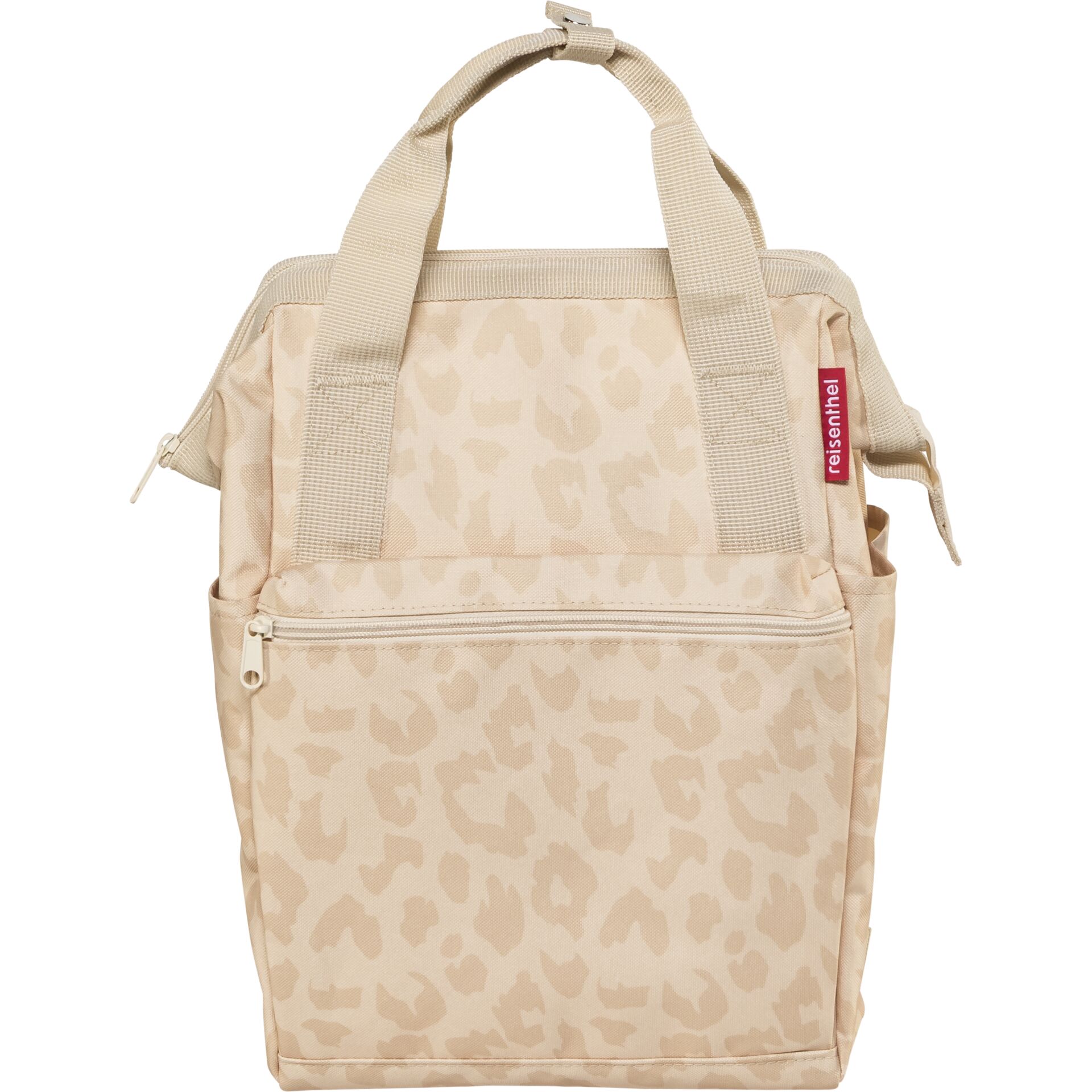 Tasche, Rucksack, Leopardendruck, Beige, Reissverschluss