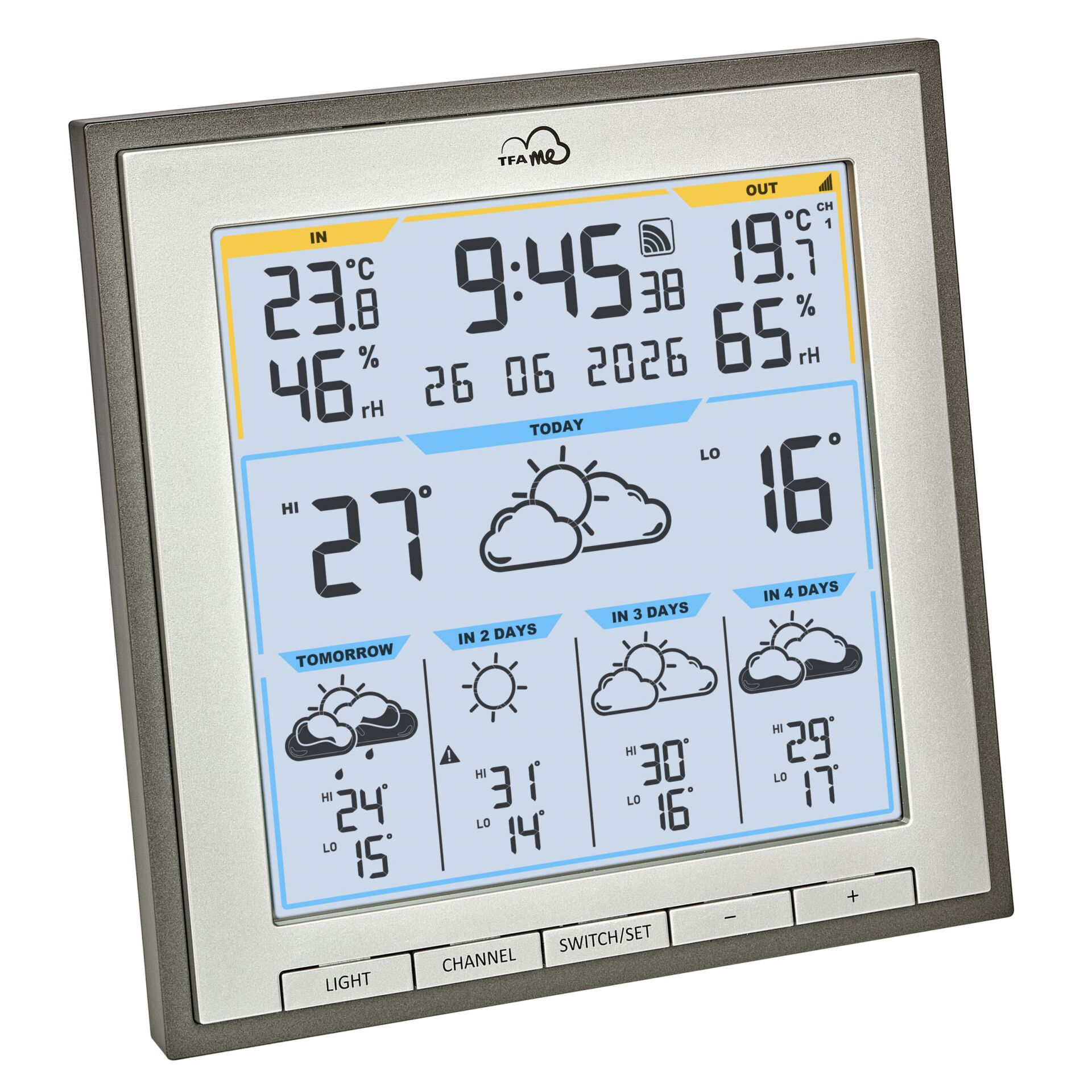 Wetterstation, Digitalanzeige, WetterPanel, LCD Display, Glasgehäuse