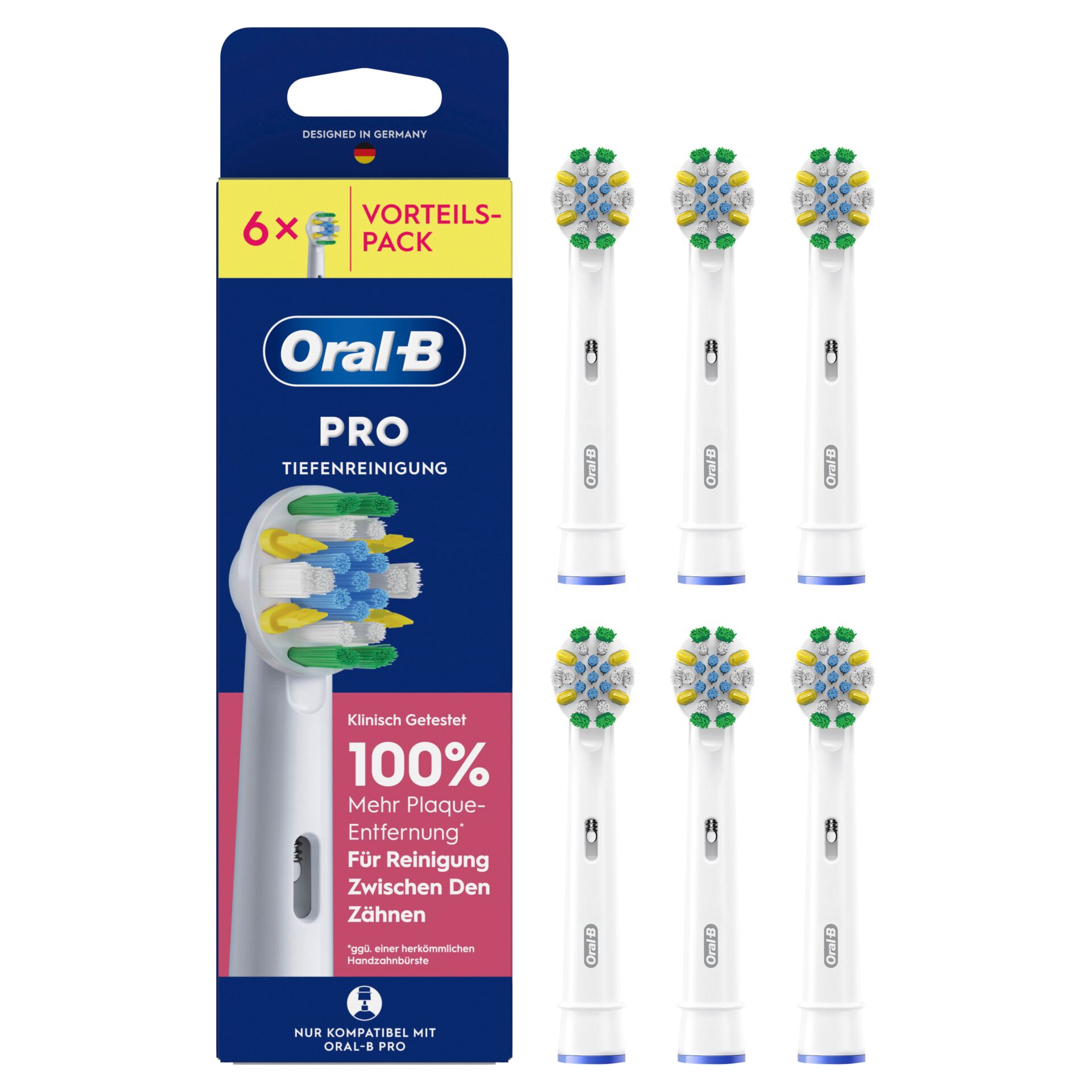 Zahnbürstenaufsätze, Schallzahnbürstenaufsatz, Oral-B Pro, Tiefenreinigung, 6er Pack