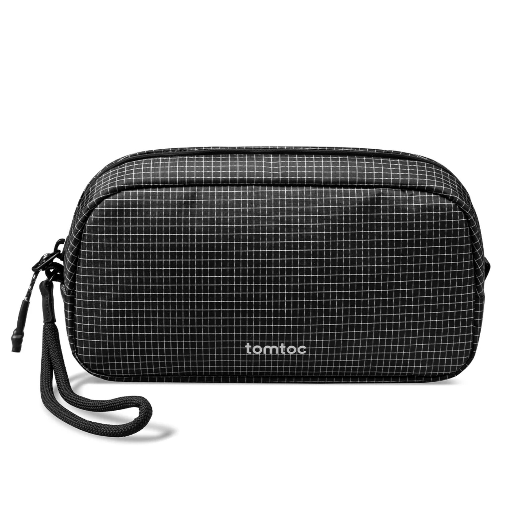 Tasche, Make-up-Tasche, Gittermuster, Schwarz, Reißverschluss