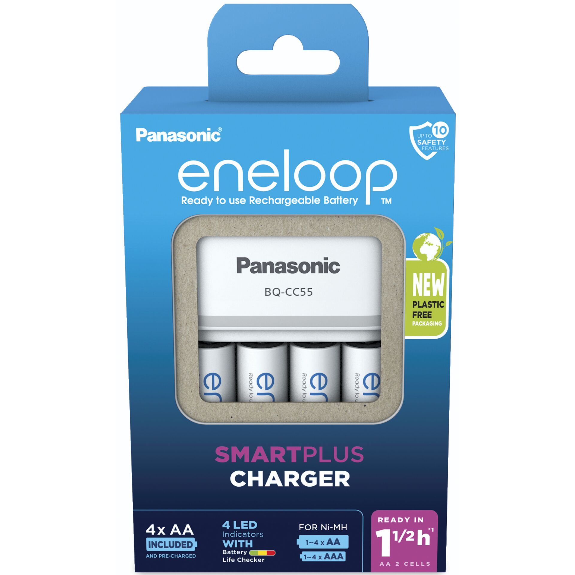 Panasonic Eneloop Smart Plus Cha  BQ-CC55 incl. 4xAA K-KJ55MCD40E