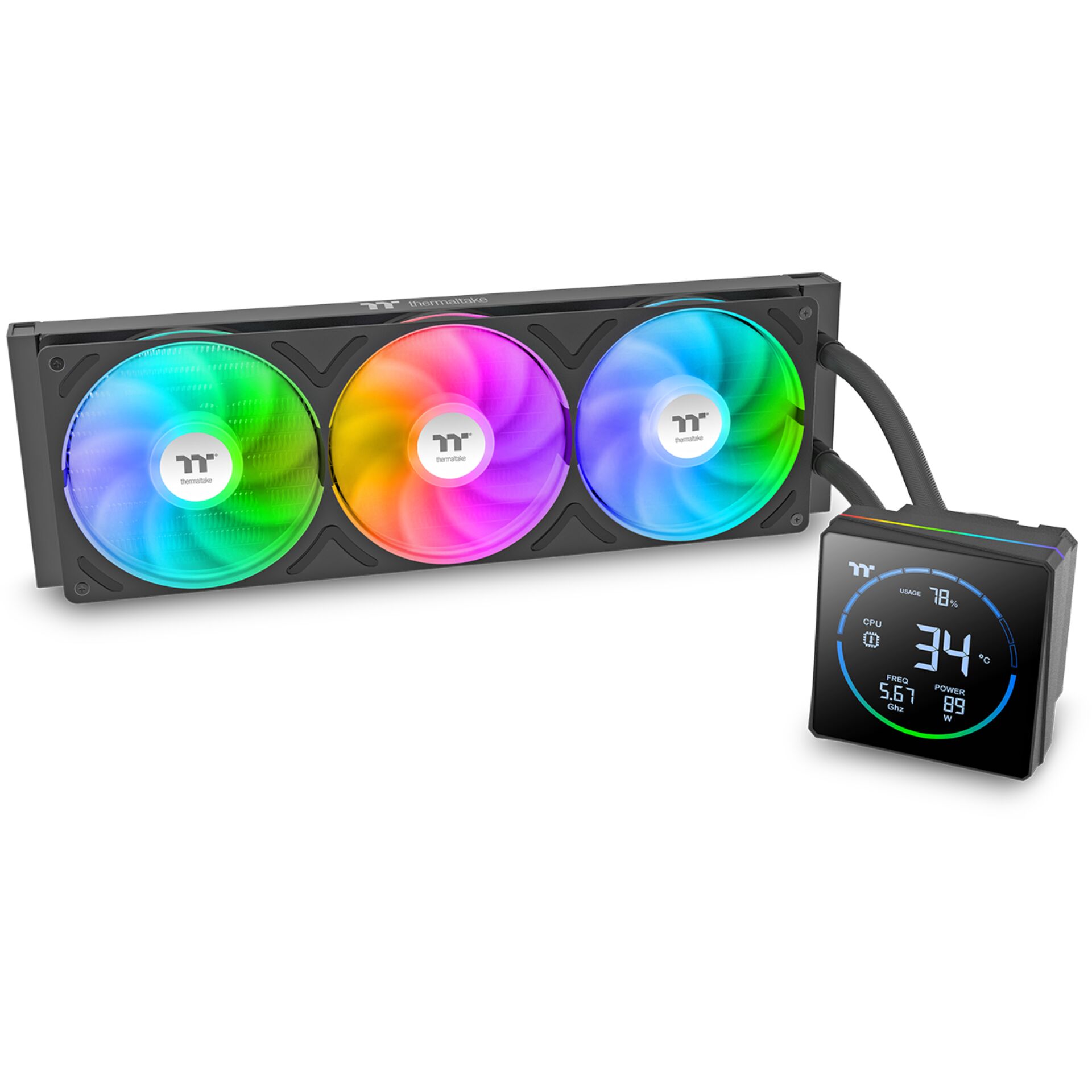 Wasserkühlung, RGB-Lüfter, 3-Fan-Kühler, CPU-Kühler, LCD-Display