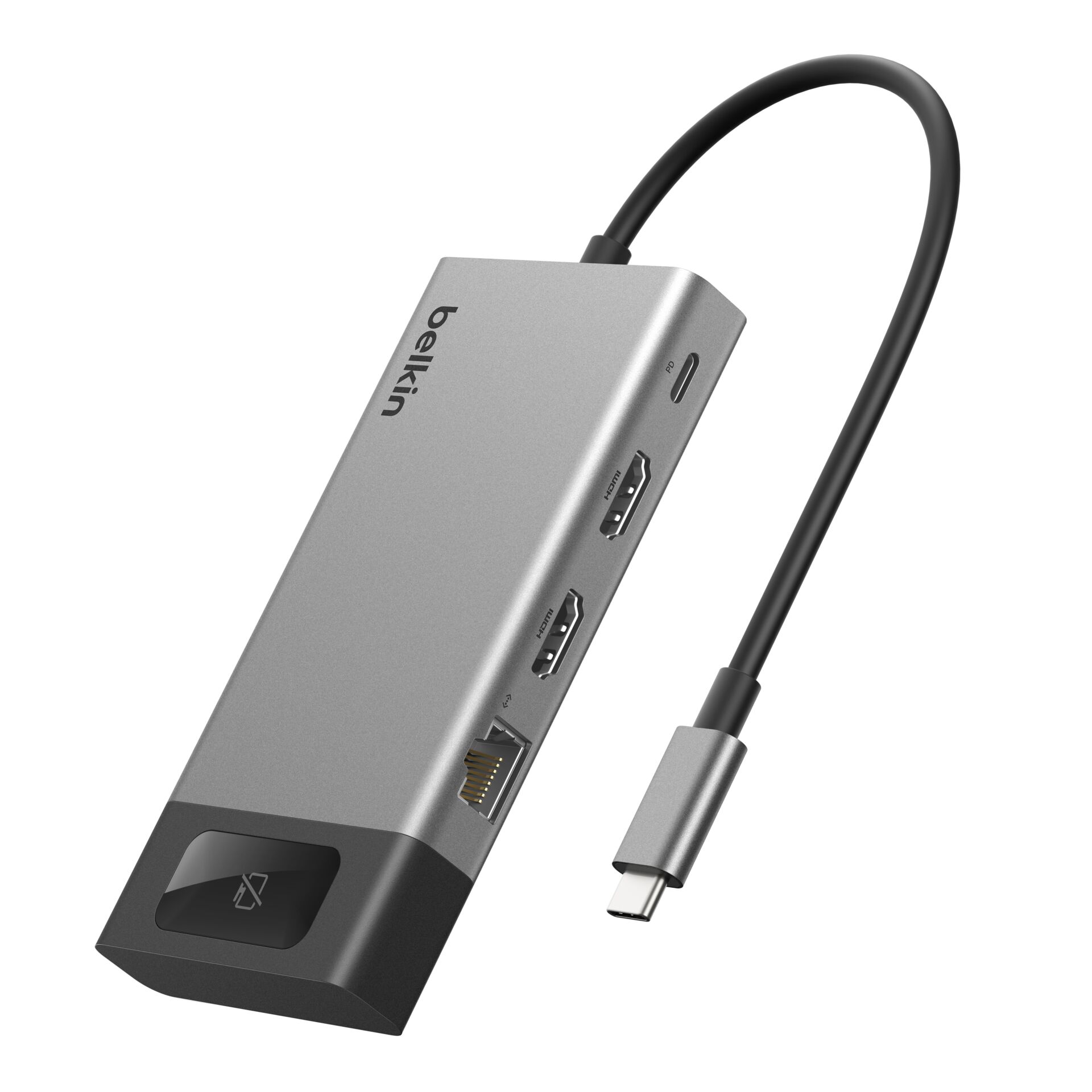 USB-C-Hub, HDMI-Anschluss, Ethernet-Port, Aluminium-Gehäuse, Reise-Adapter