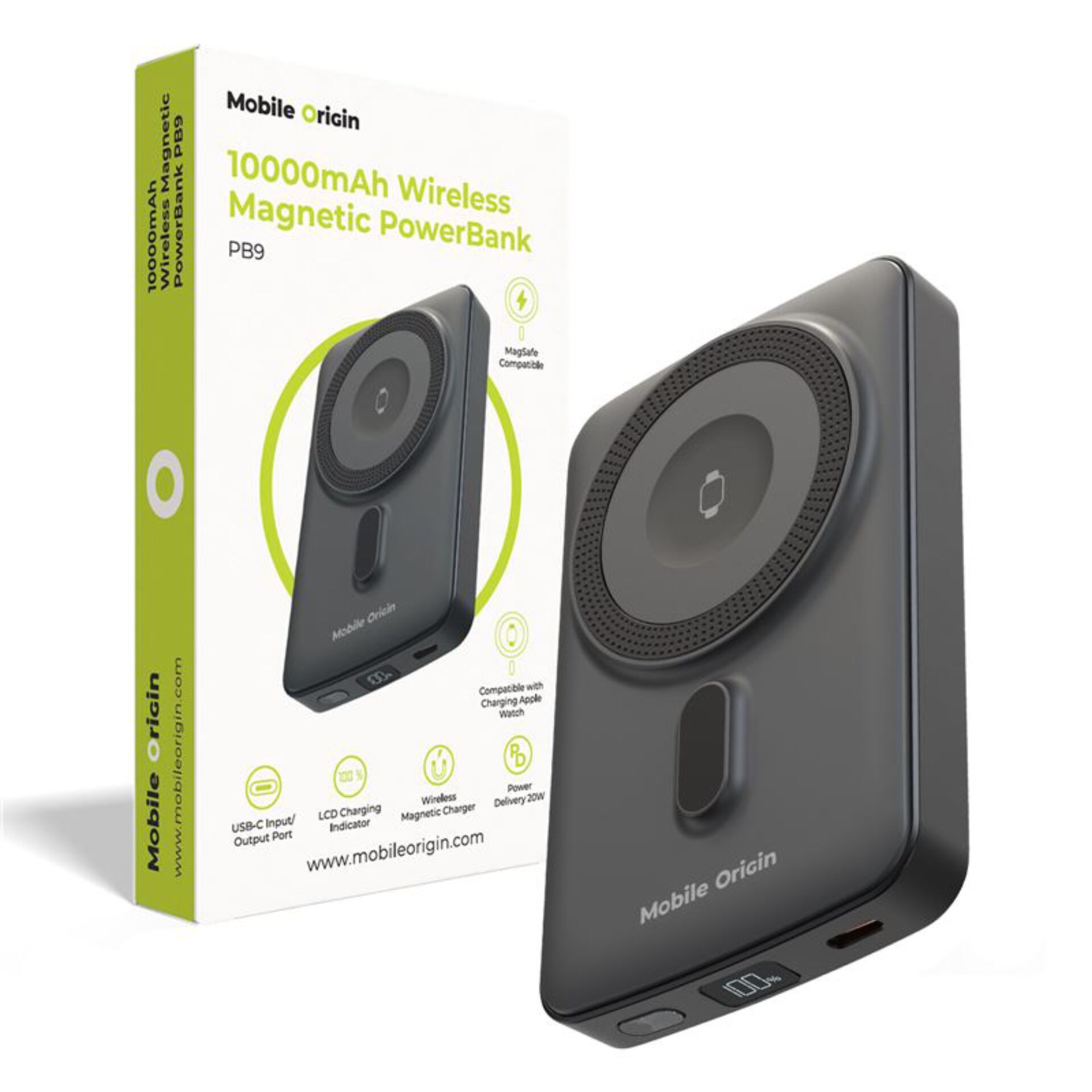 Powerbank, Magnetisch, 10000mAh, Drahtlos, USB-C