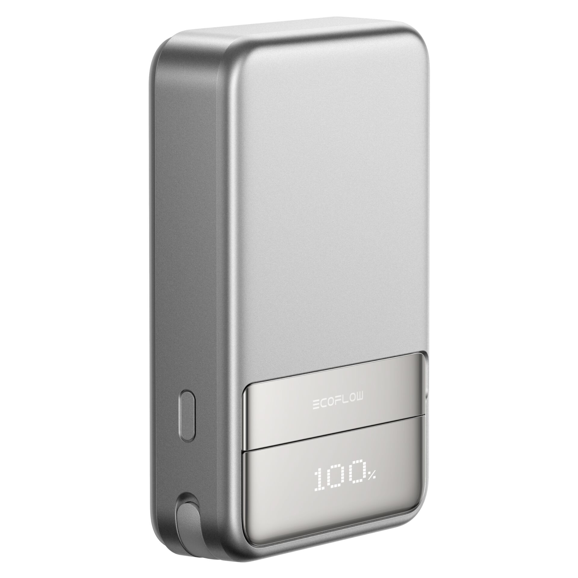 Powerbank, Tragbare Ladegerät, USB-C, 100%, Metallgrau