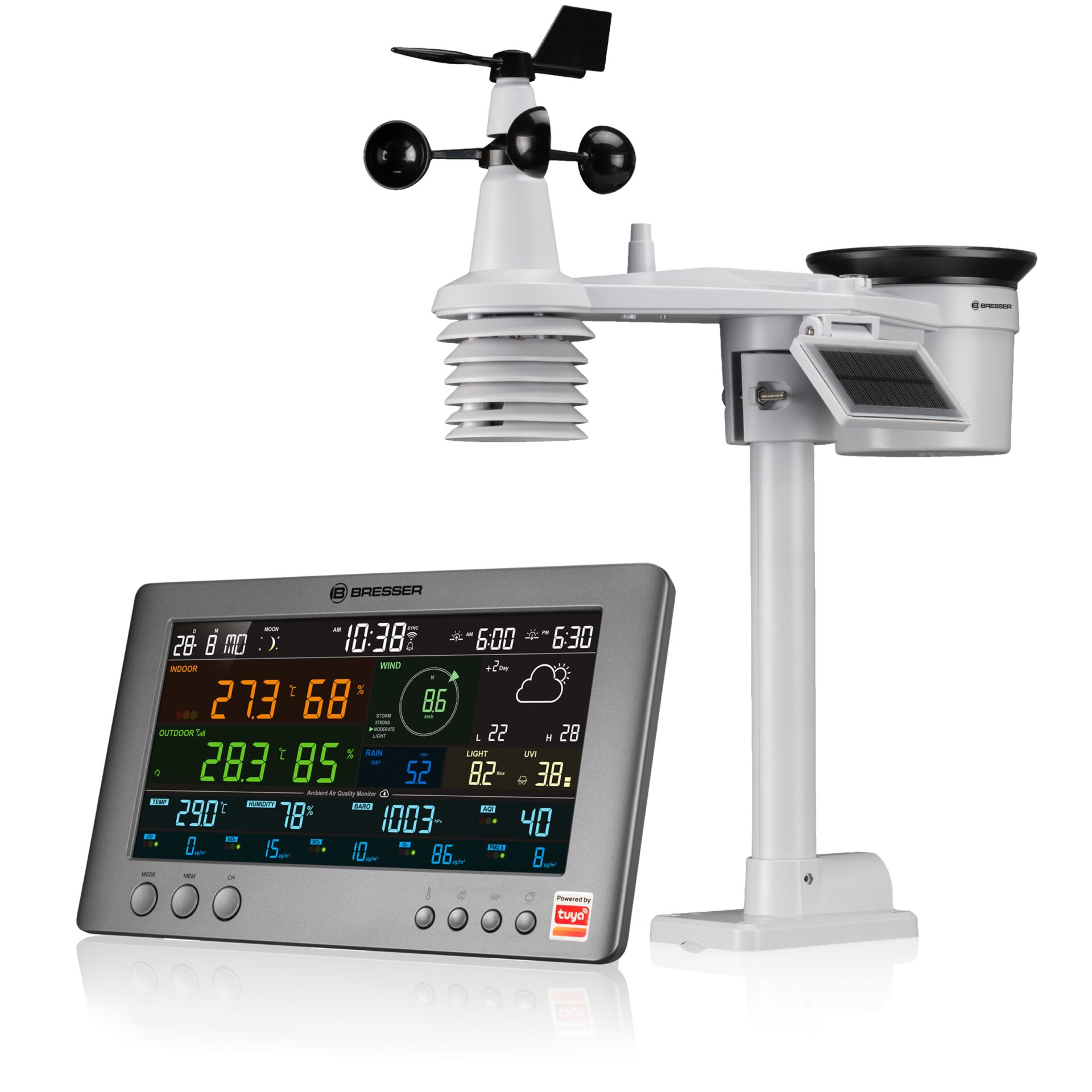 Wetterstation, Wetterstation mit Sensor, Display, Meteorologisches Messgerät, Anemometer