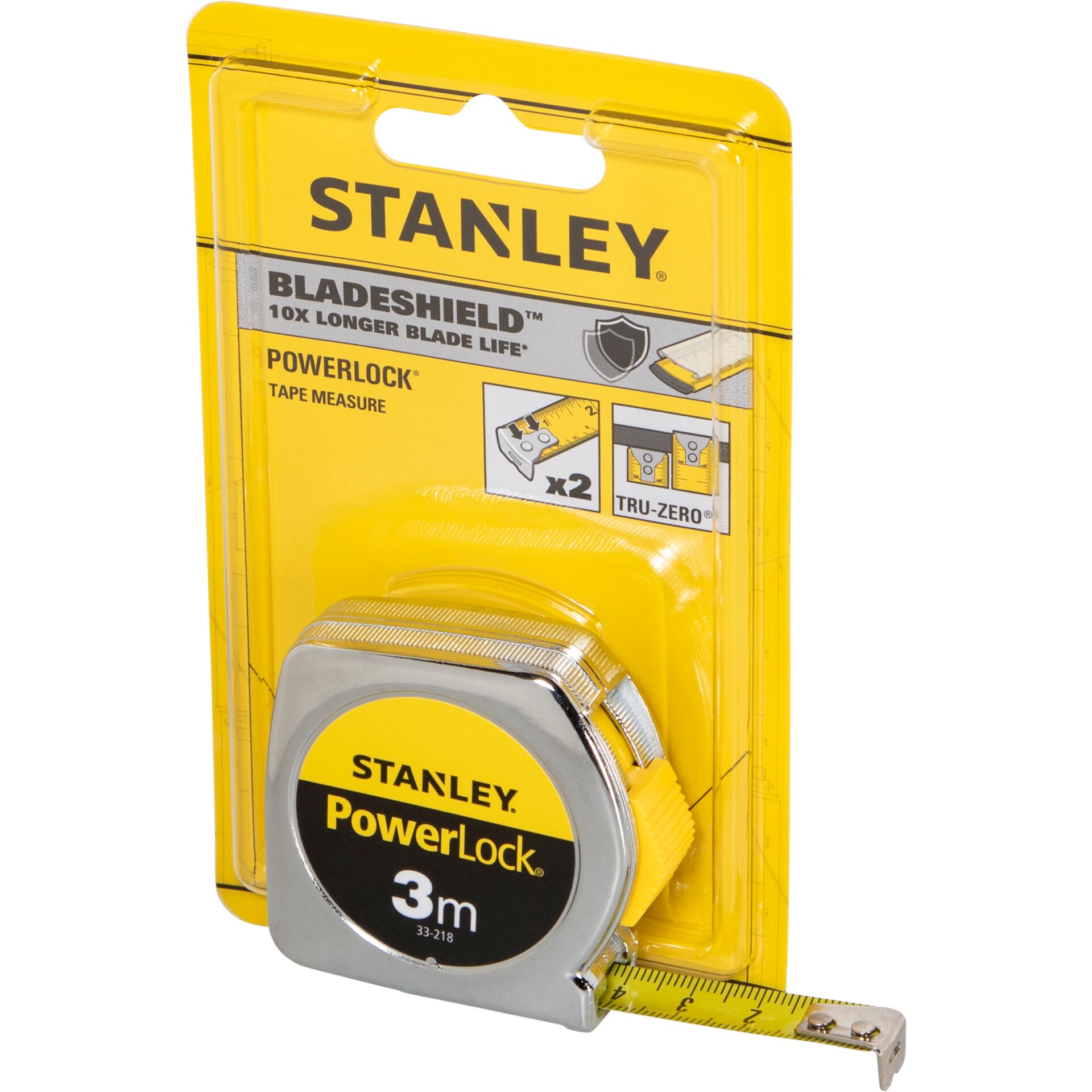 Maßband, 3 m, PowerLock, Stahl, gelb, Maßband, PowerLock, Stanley, gelbverpackung, 3 m