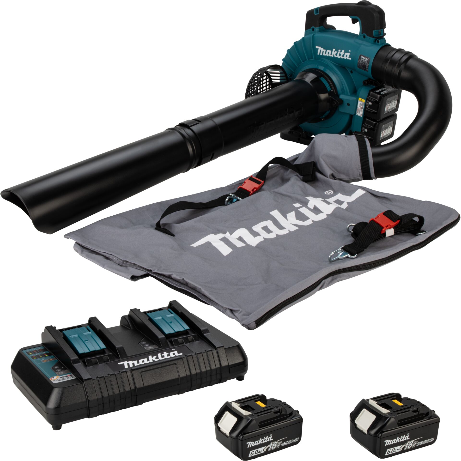 Akku-Luftpuster, Stromwerkzeug, Luftauslass, Akkublock, Makita, Akku-Blasgerät, Akkus + Zubehör, Laubbläser, Luftschlauch, Makita-Set