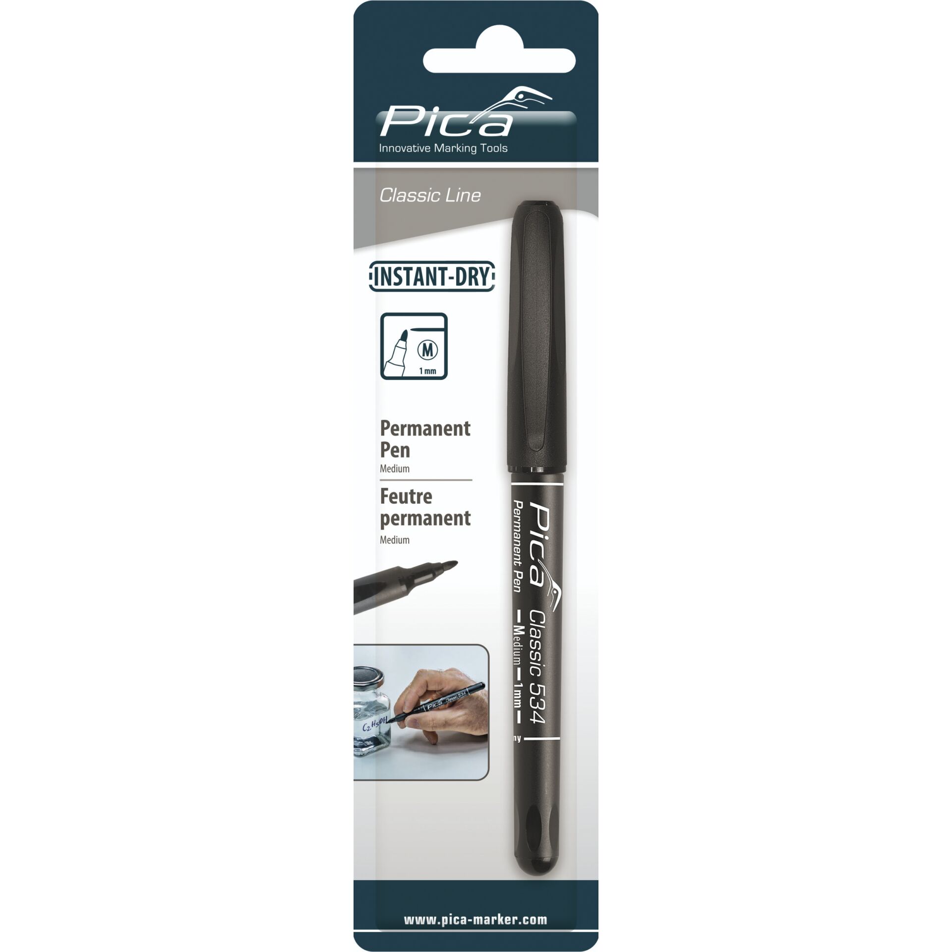 Pica Permanent Pen, 1,0mm  black / Retail Packaging