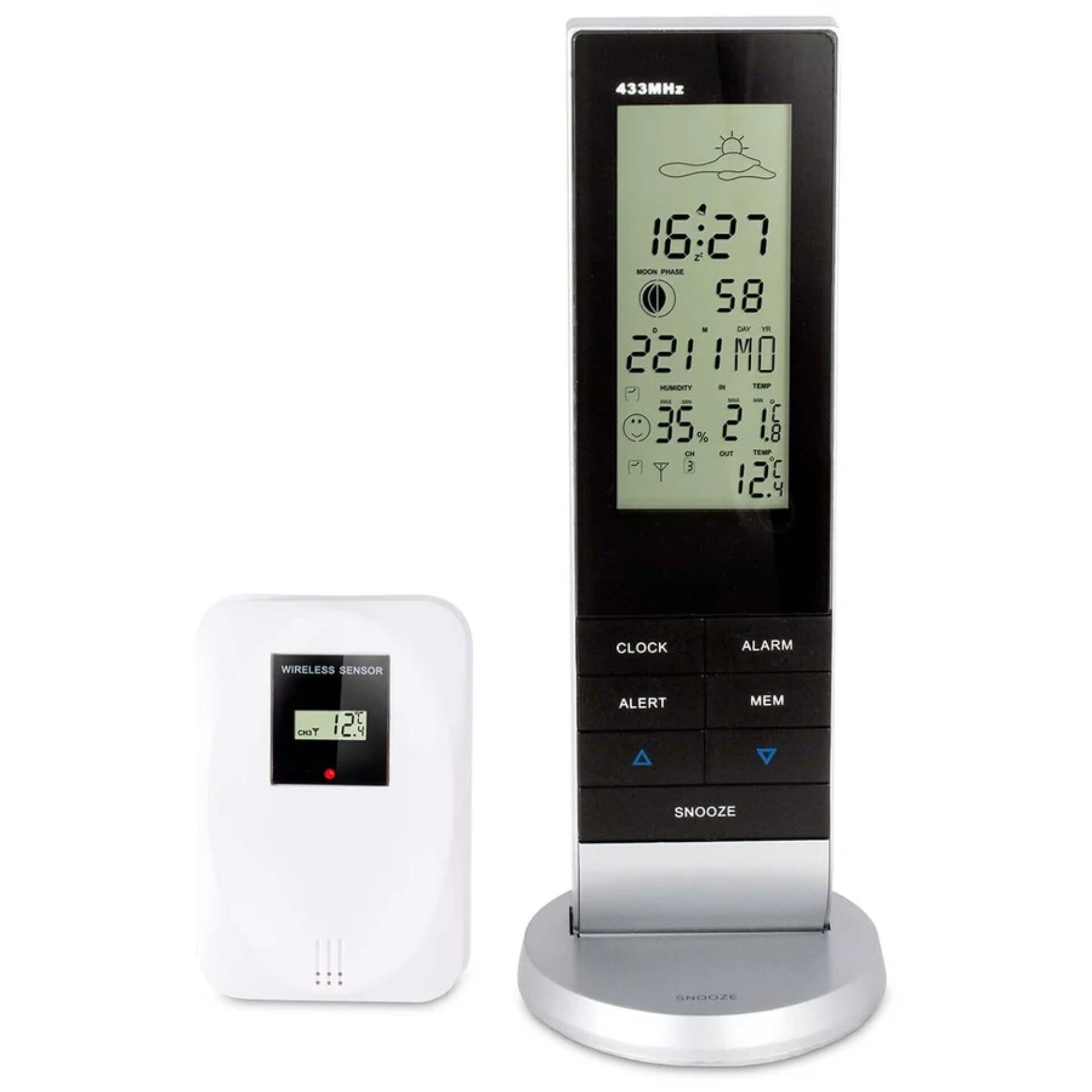 Funkuhr, Windanlage, Digitaldisplay, Fernbedienung, Tischständer