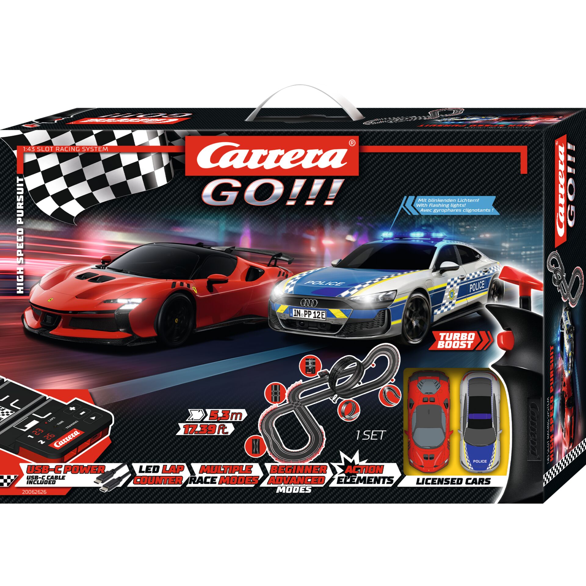 Rennset, Spielzeugauto, Go!!!, Polizeiauto, Rennwagen