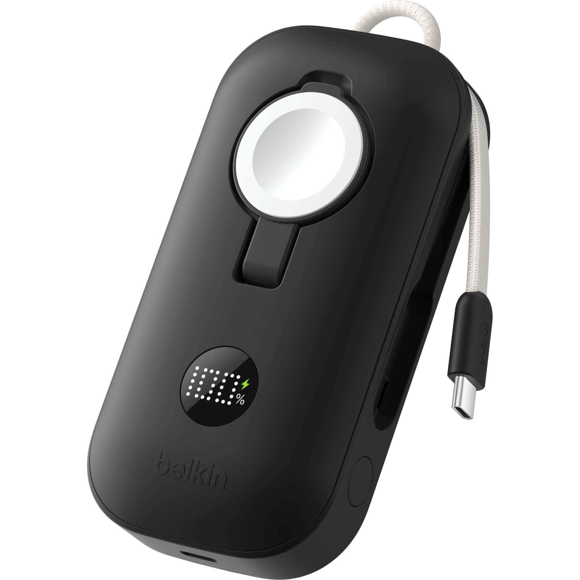 Powerbank, LED Taschenlampe, USB-C, Aufladegerät, Schwarz