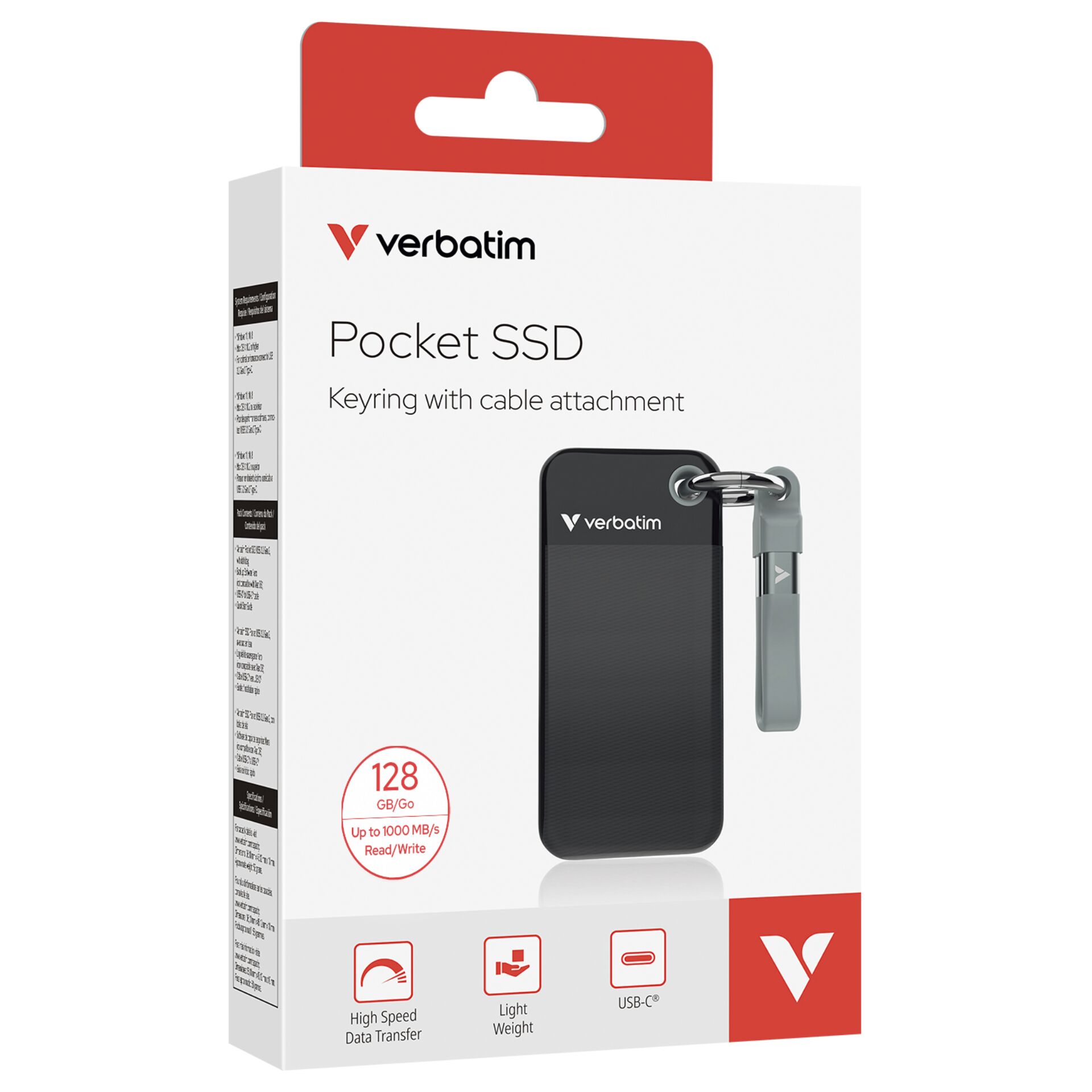 Pocket SSD, SSD, 128 GB, USB-C, Schlüsselanhänger Halterung