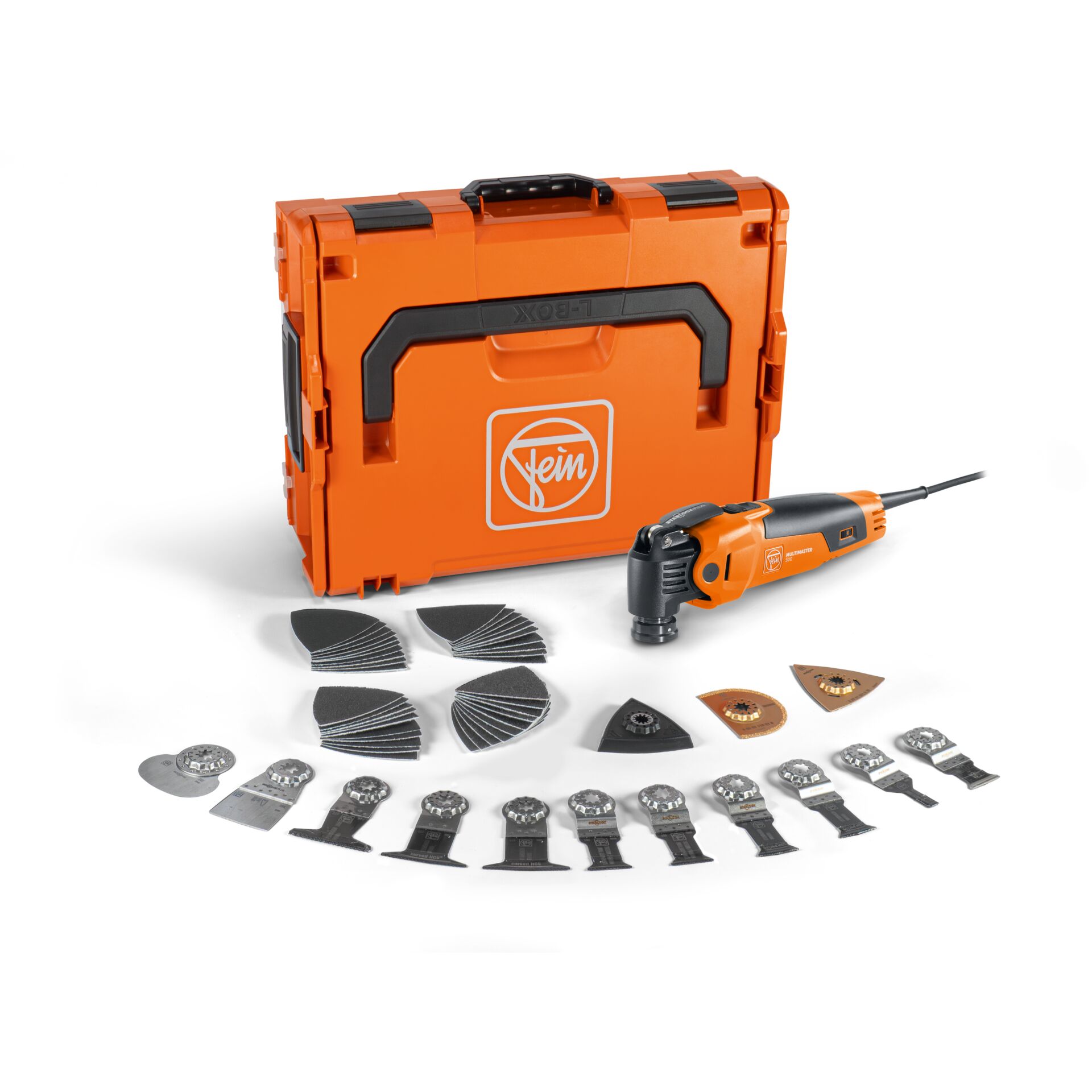 Akku-Schleifer, Multitool, Koffer, Schleifscheiben, Schruppscheiben