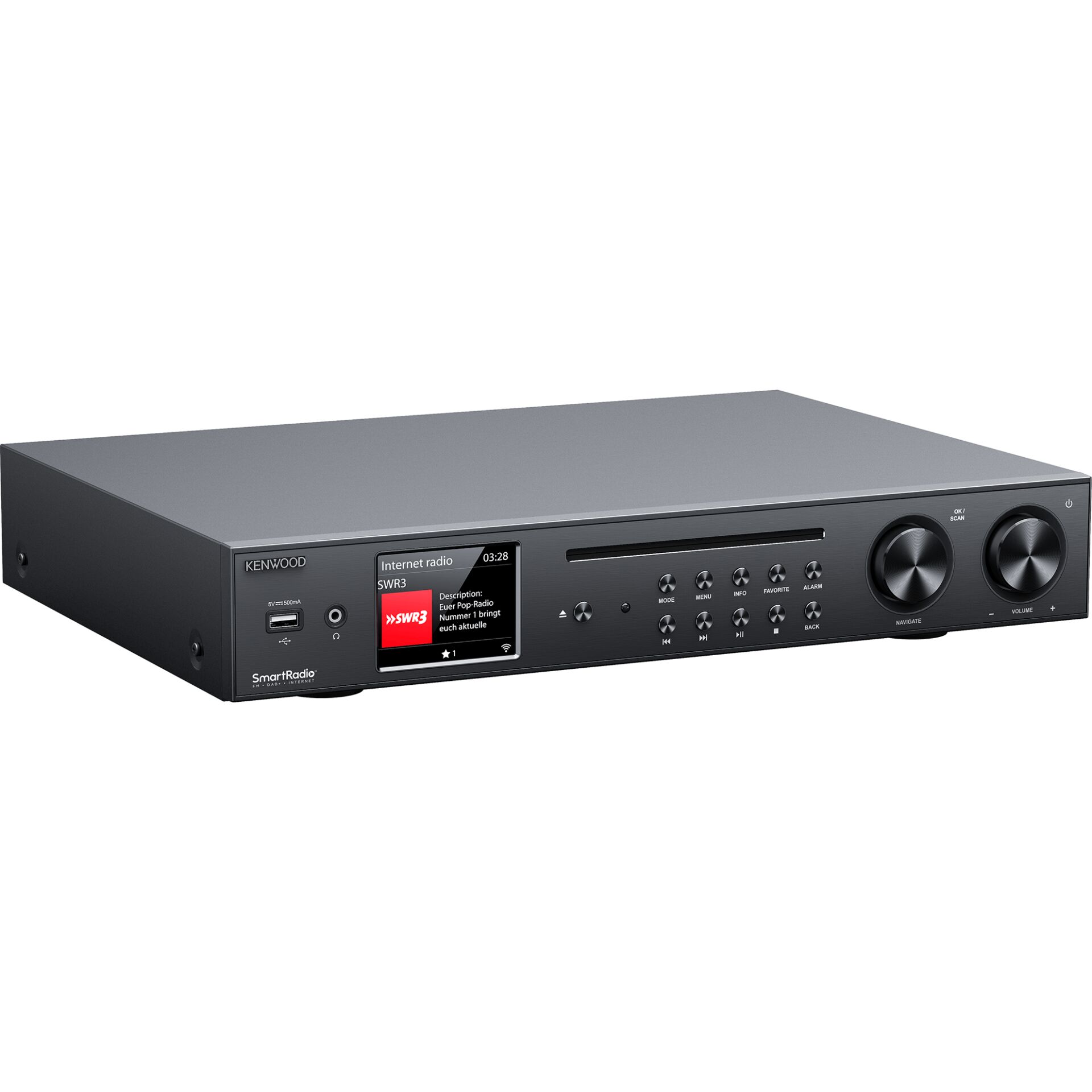 Hifi-Receiver, Netzwerk-Radio, S/PDIF, Lautstärke-Drehknopf, Display-Bildschirm