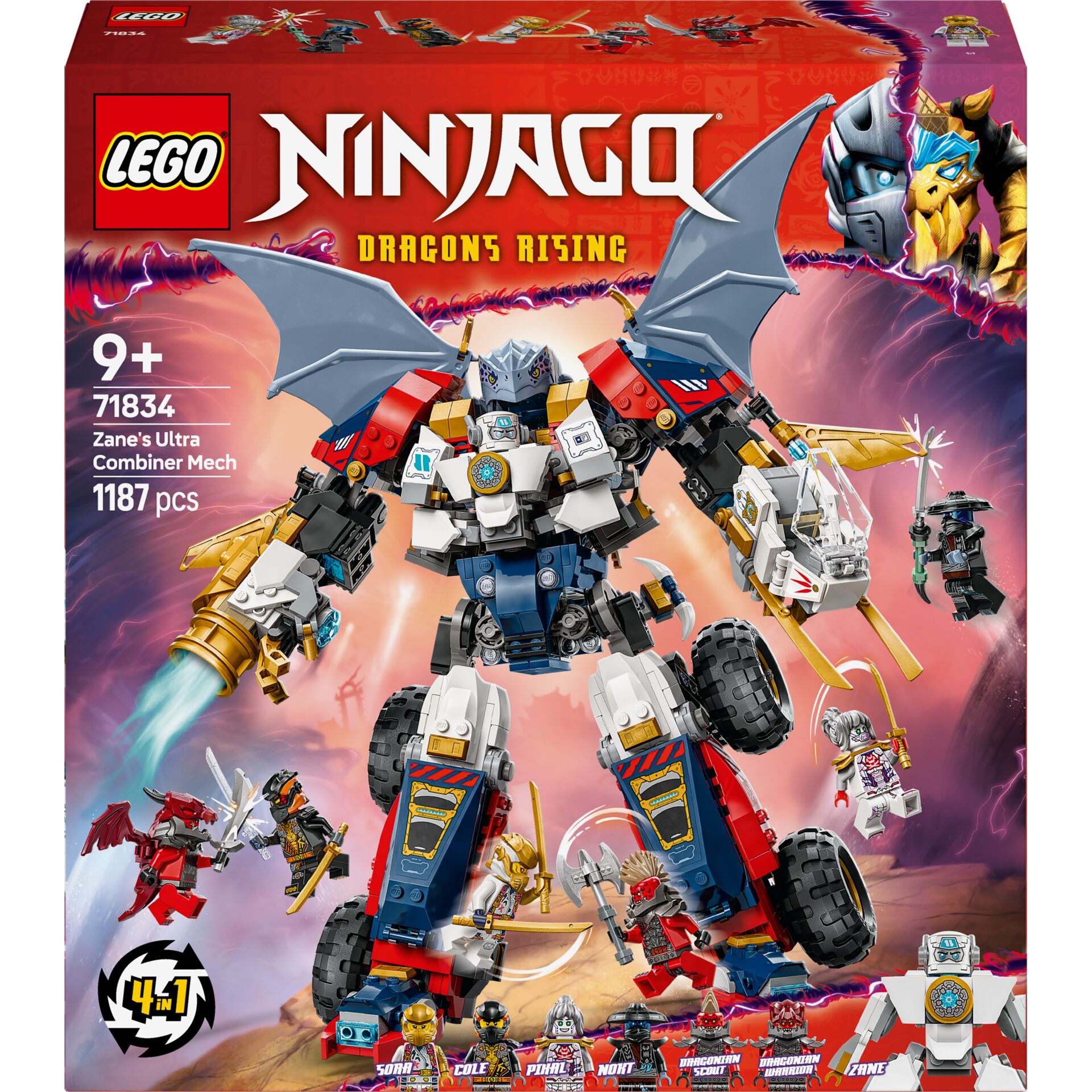 Ninja Go Box, Dragons Rising, Mech-Figur, Lego-Set, 4-in-1 Spielzeug