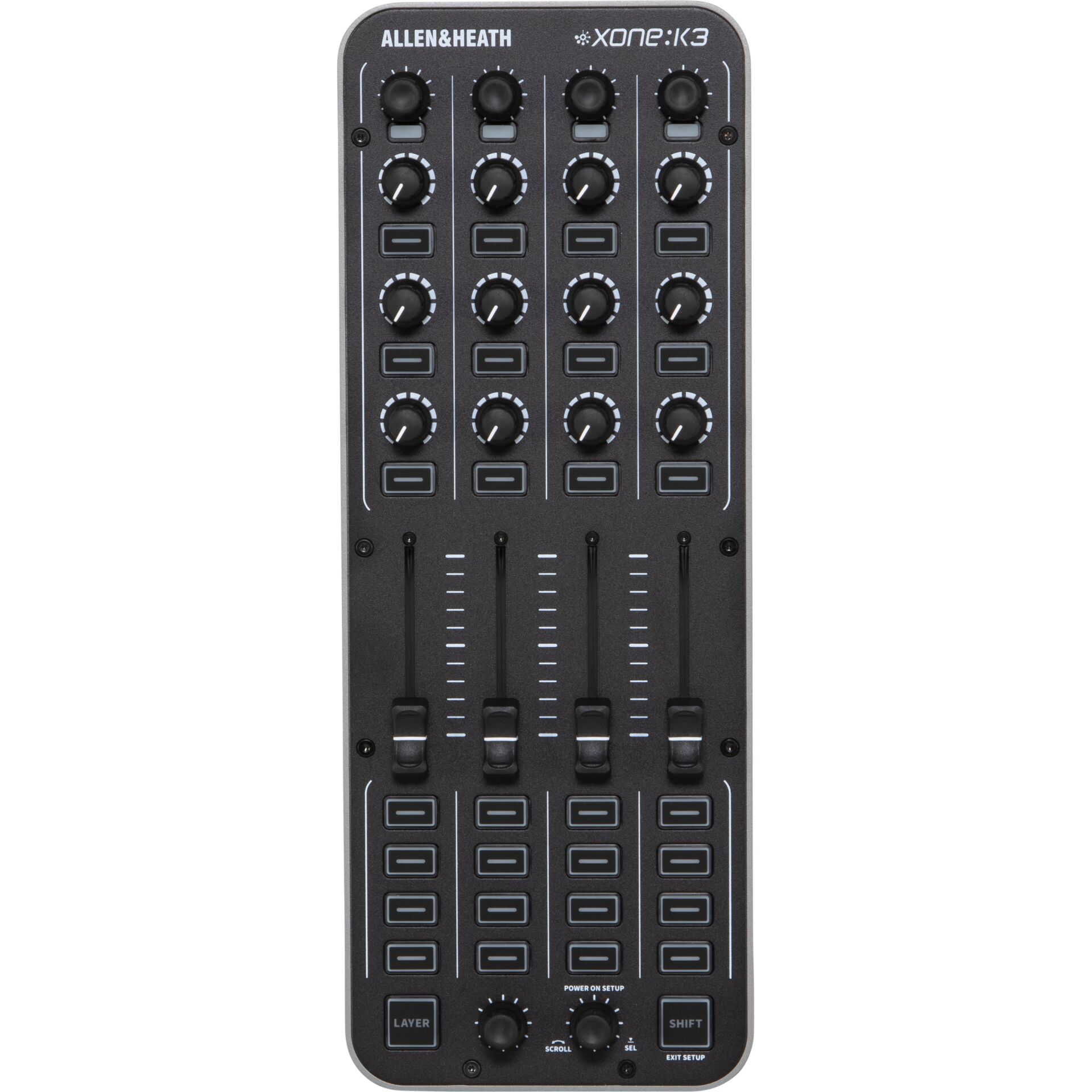 DJ-Mixer, 4-Kanal, Knöpfe, Fader, Audio-Interface