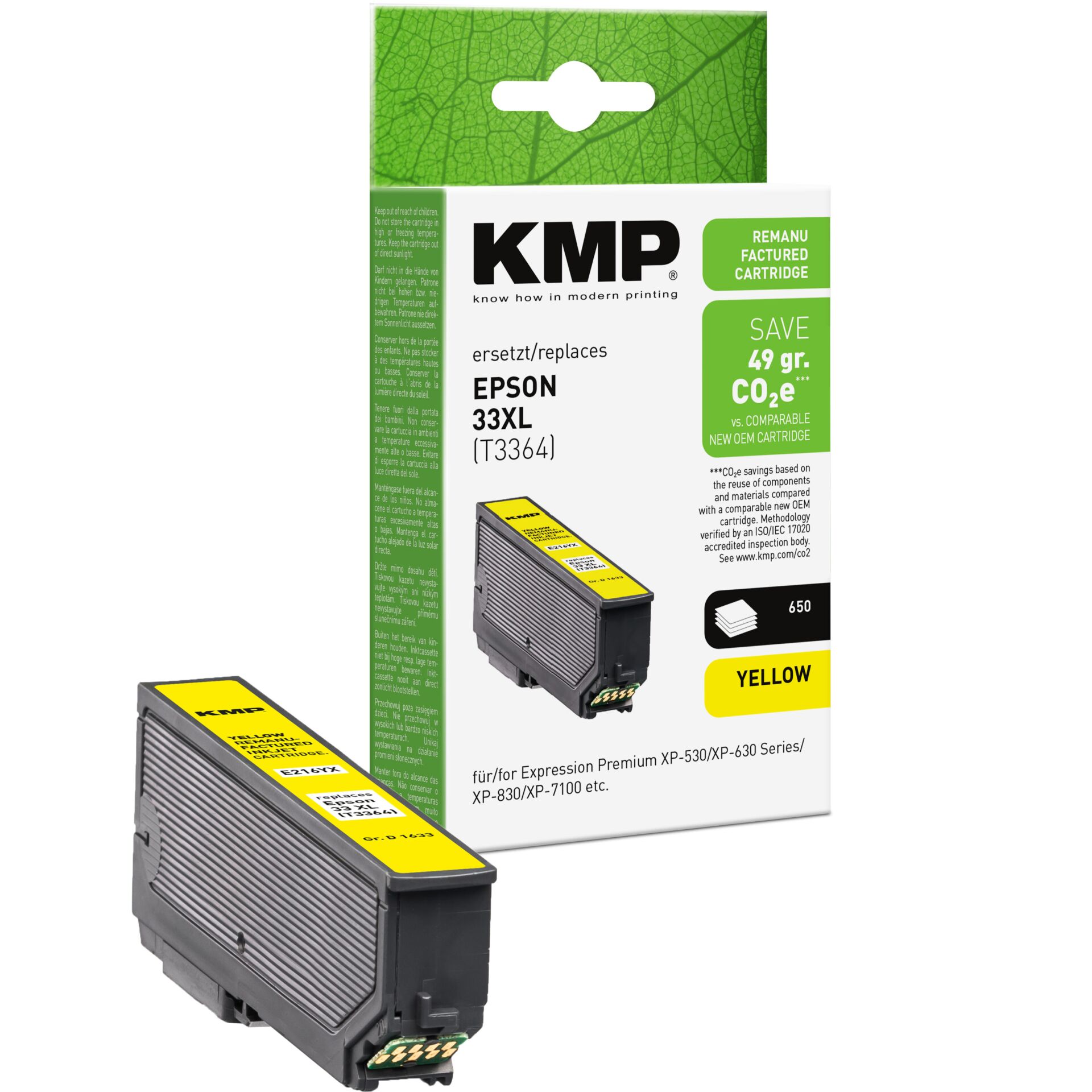 Adapter, Elektronik, Computer-Ausrüstung, Computerausrüstung, QR-Code, Tintenpatrone, Druckerpatrone, Epson Kompatibel, Gelbe Patrone, KMP Ersatzpatrone