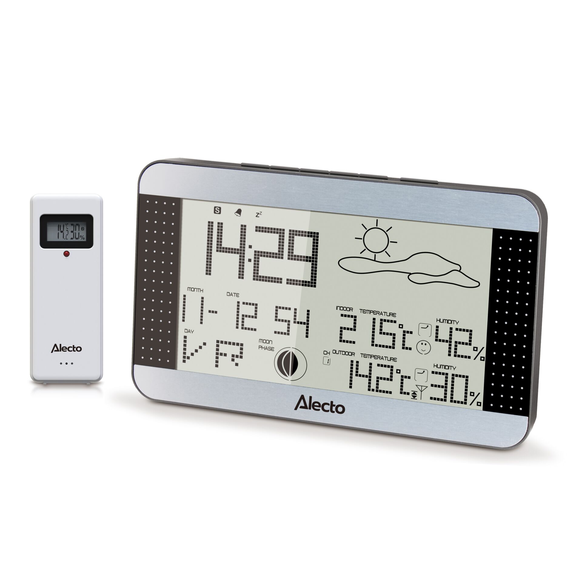 Wetterstation, Digitaluhr, Wetterdisplay, Fenstermodul, Raumthermometer
