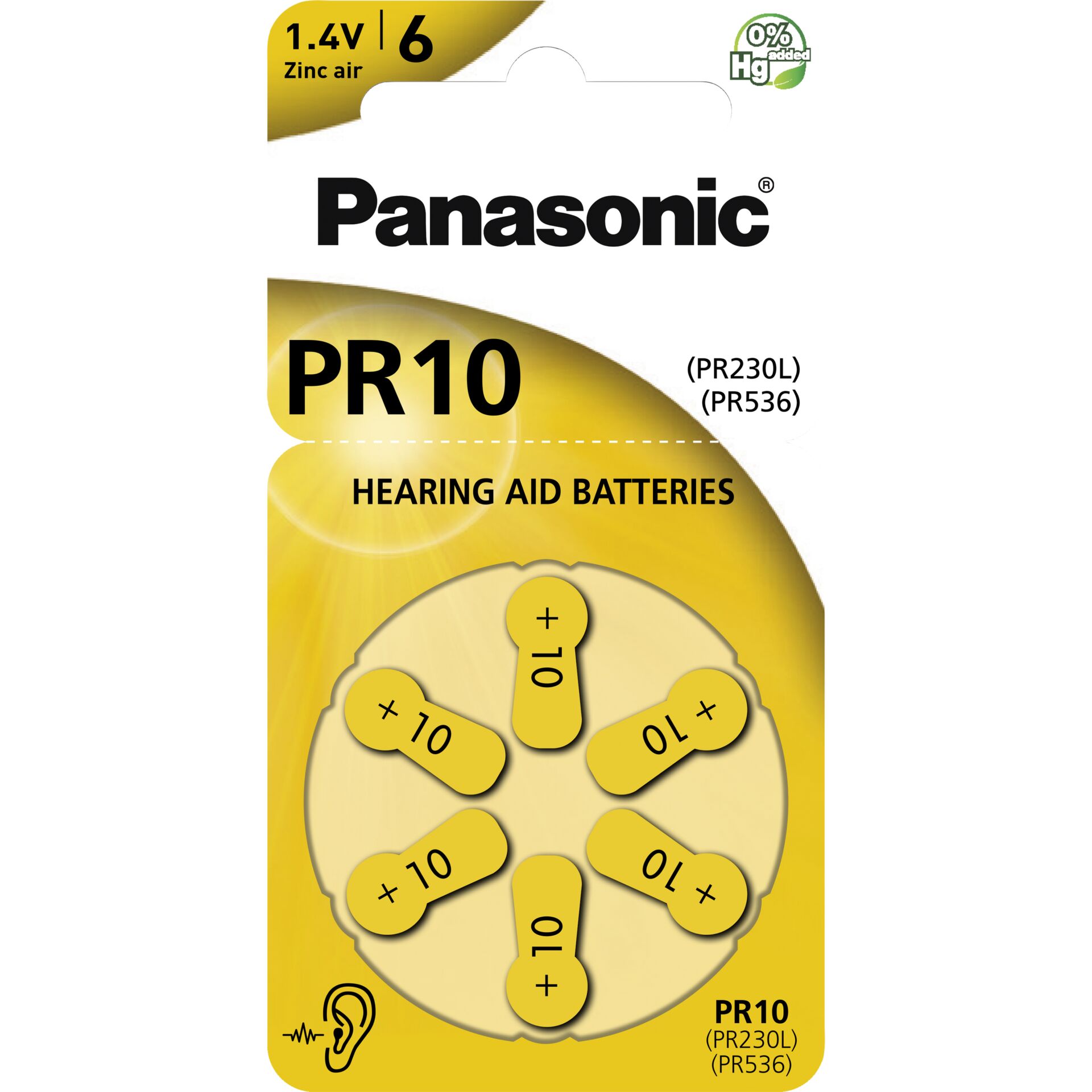 Panasonic PR 10 Zinc Air 6 pcs.  Hearing Aid Cells